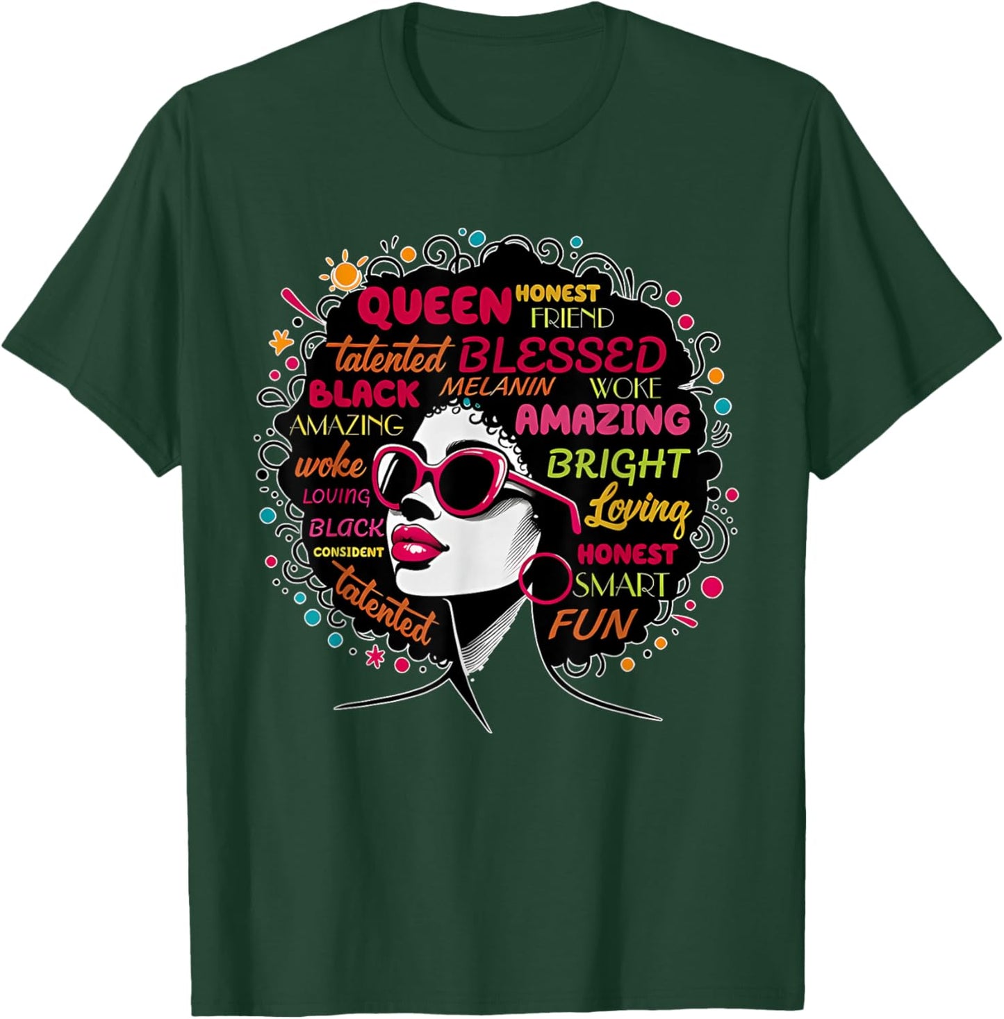Black Queen Afro Melanin Paint Dripping Juneteenth T-Shirt - T-Shirt | Forest