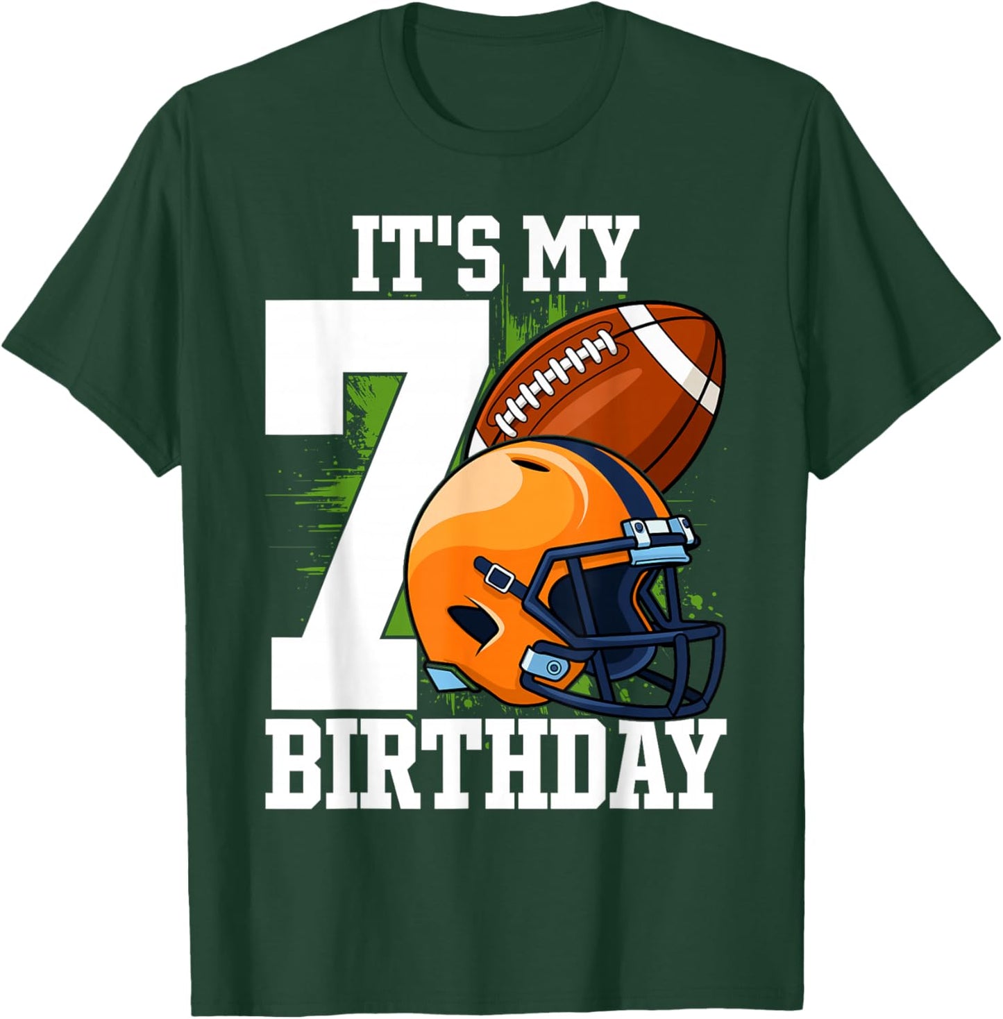 It's My 7th Birthday Boy 7 Year Old Football Player Kids T-Shirt - T-Shirt | Forest