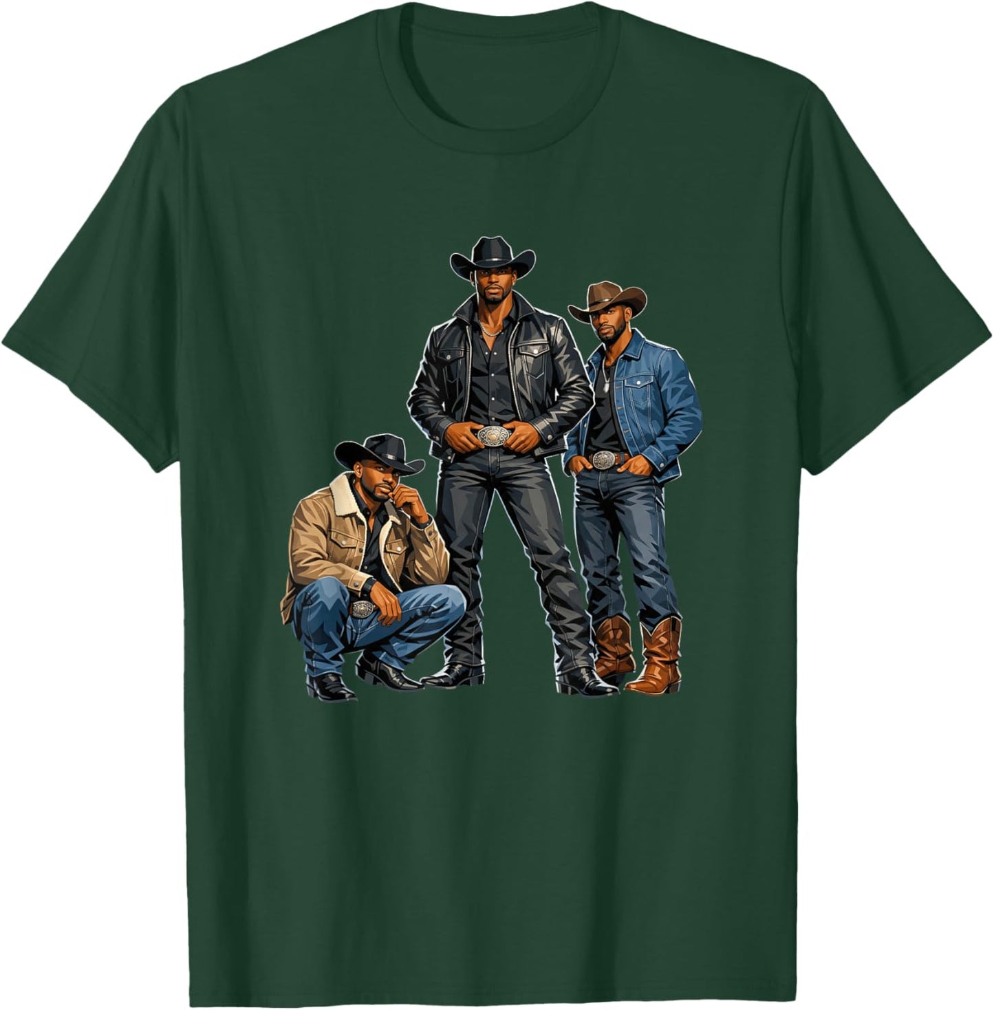Western Cowboy Melanin Black History African Texas Rodeo Men T-Shirt - T-Shirt | Forest