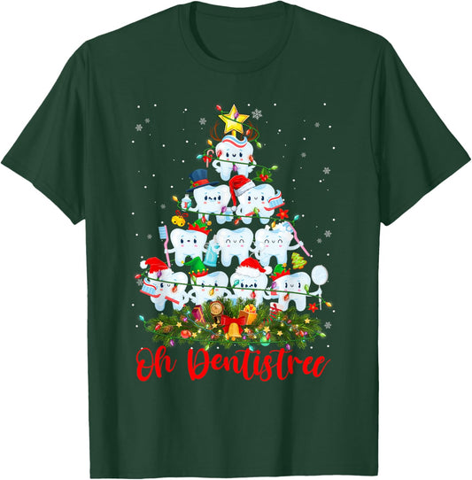 Oh Dentistree Dentistry Christmas Tree Dentists Xmas Pajamas T-Shirt - T-Shirt | Forest