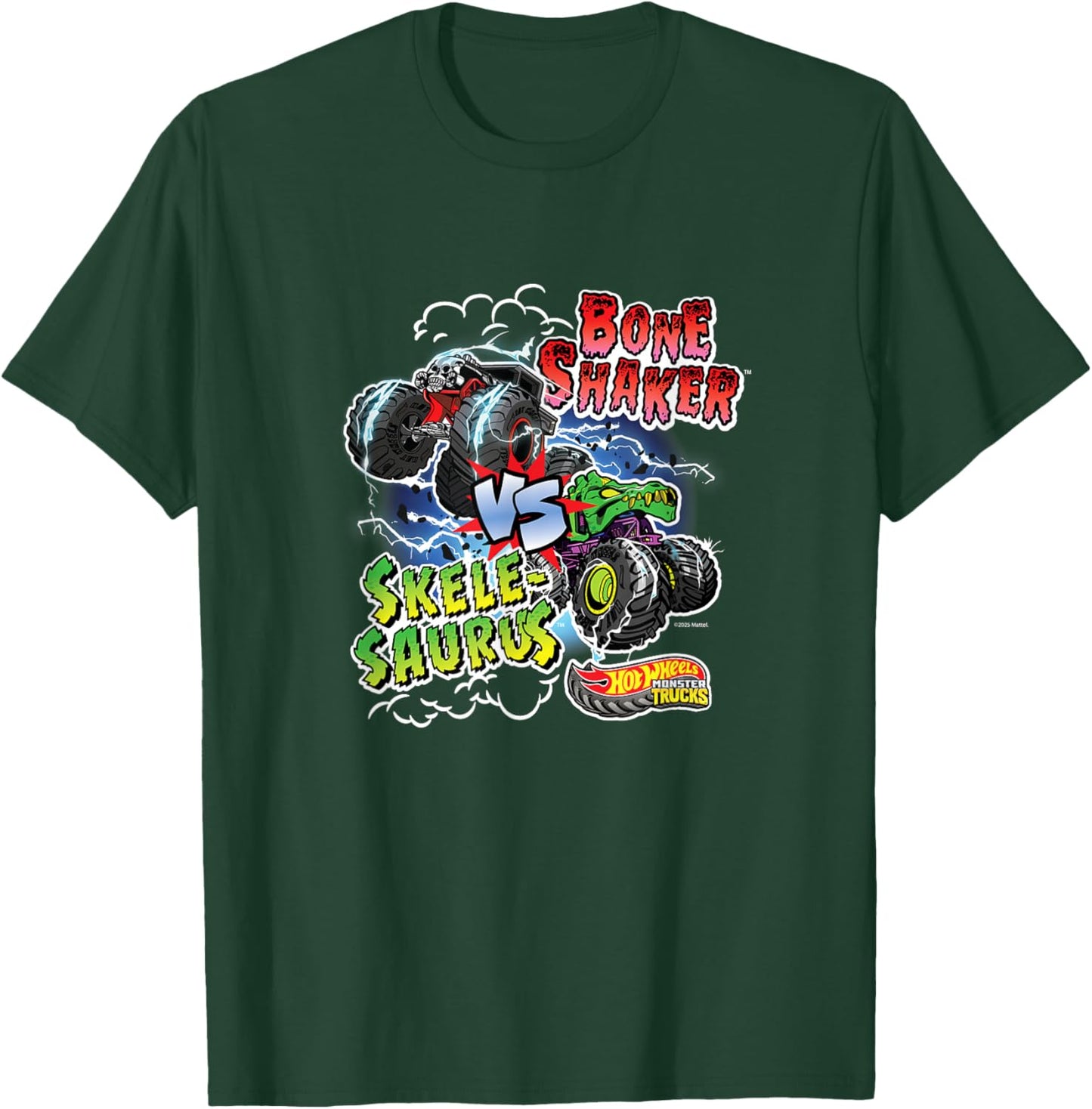 Hot Wheels: Monster Trucks - Bone Shaker vs Skelesaurus T-Shirt - T-Shirt | Forest