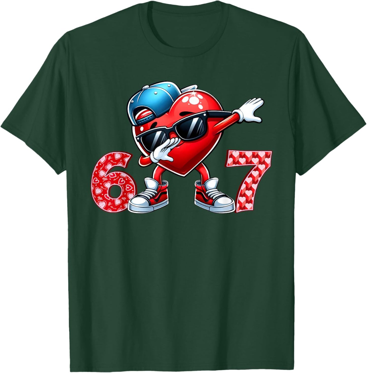 67 Meme 6 7 Heart Dabbing Six Seven Valentines Day Boys Kids T-Shirt - T-Shirt | Forest