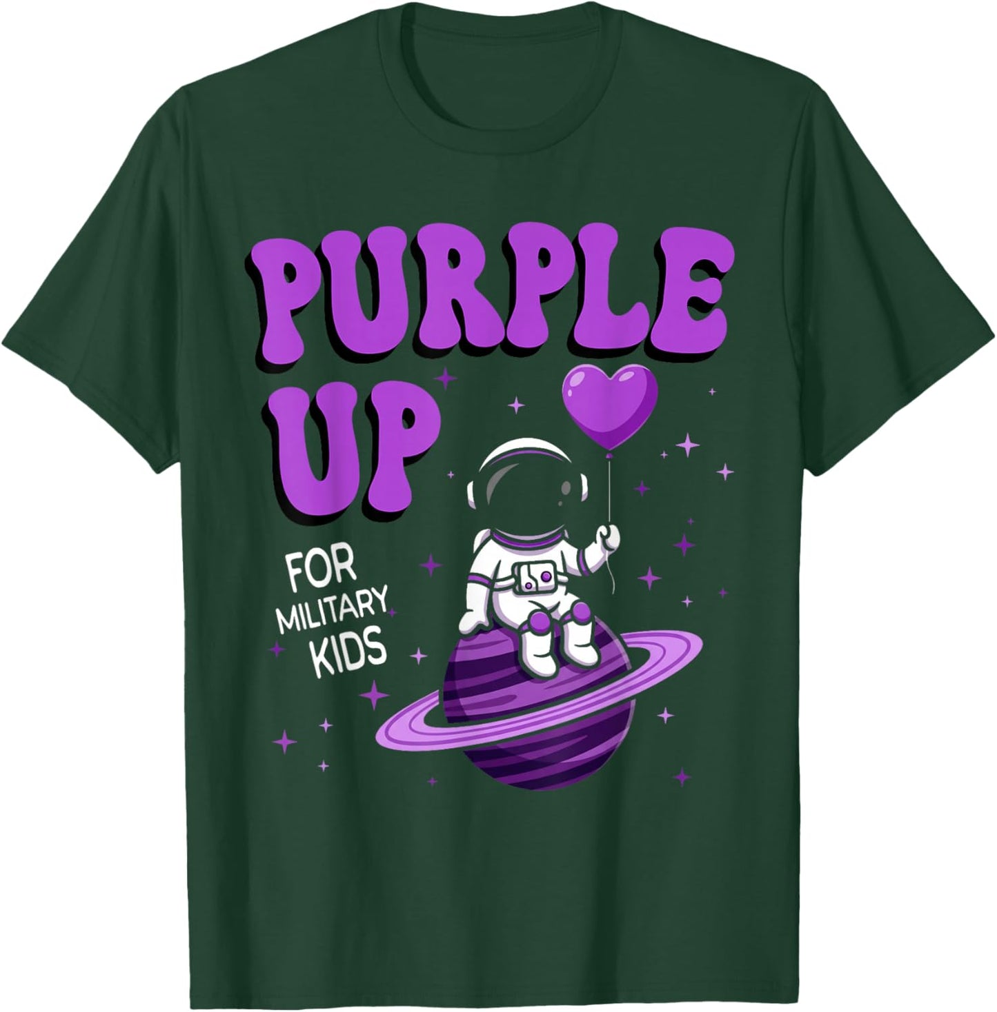 Purple Up for Military Kids Military Child Month Space T-Shirt - T-Shirt | Forest
