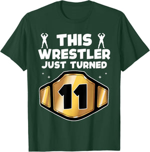 11th Wrestling Birthday This Wrestler Just Turned 11 Boys T-Shirt - T-Shirt | Forest