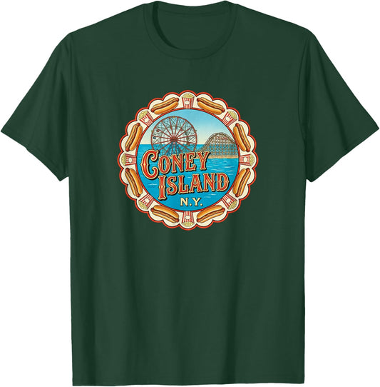 Coney Island, New York, Retro T-Shirt - T-Shirt | Forest