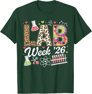 Lab Week 2026 Laboratory Tech Leopard Medical Technician T-Shirt - T-Shirt | Forest