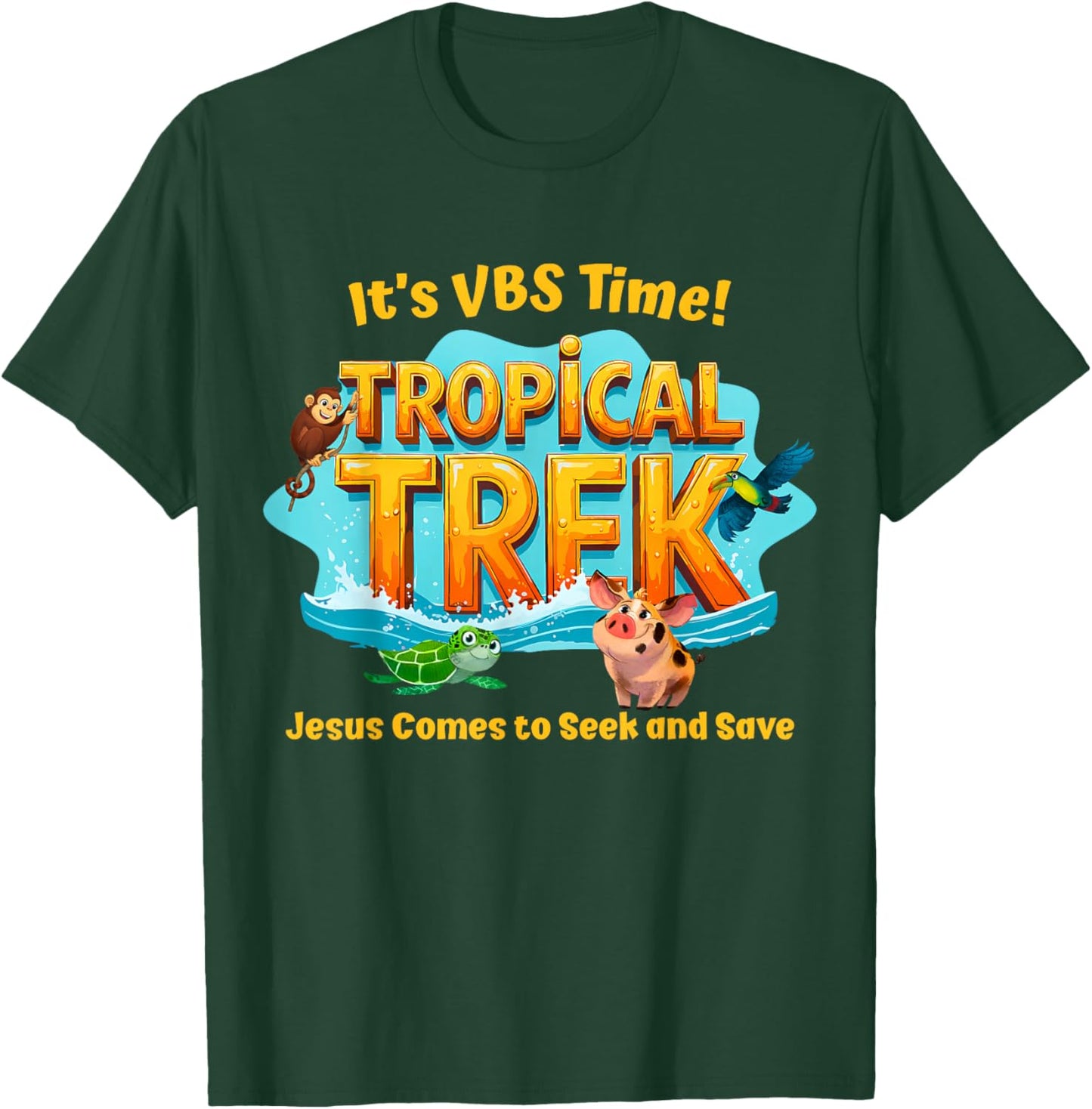 It's VBS Times Tropical Trek Jesus Comes to Seek and Save T-Shirt - T-Shirt | Forest