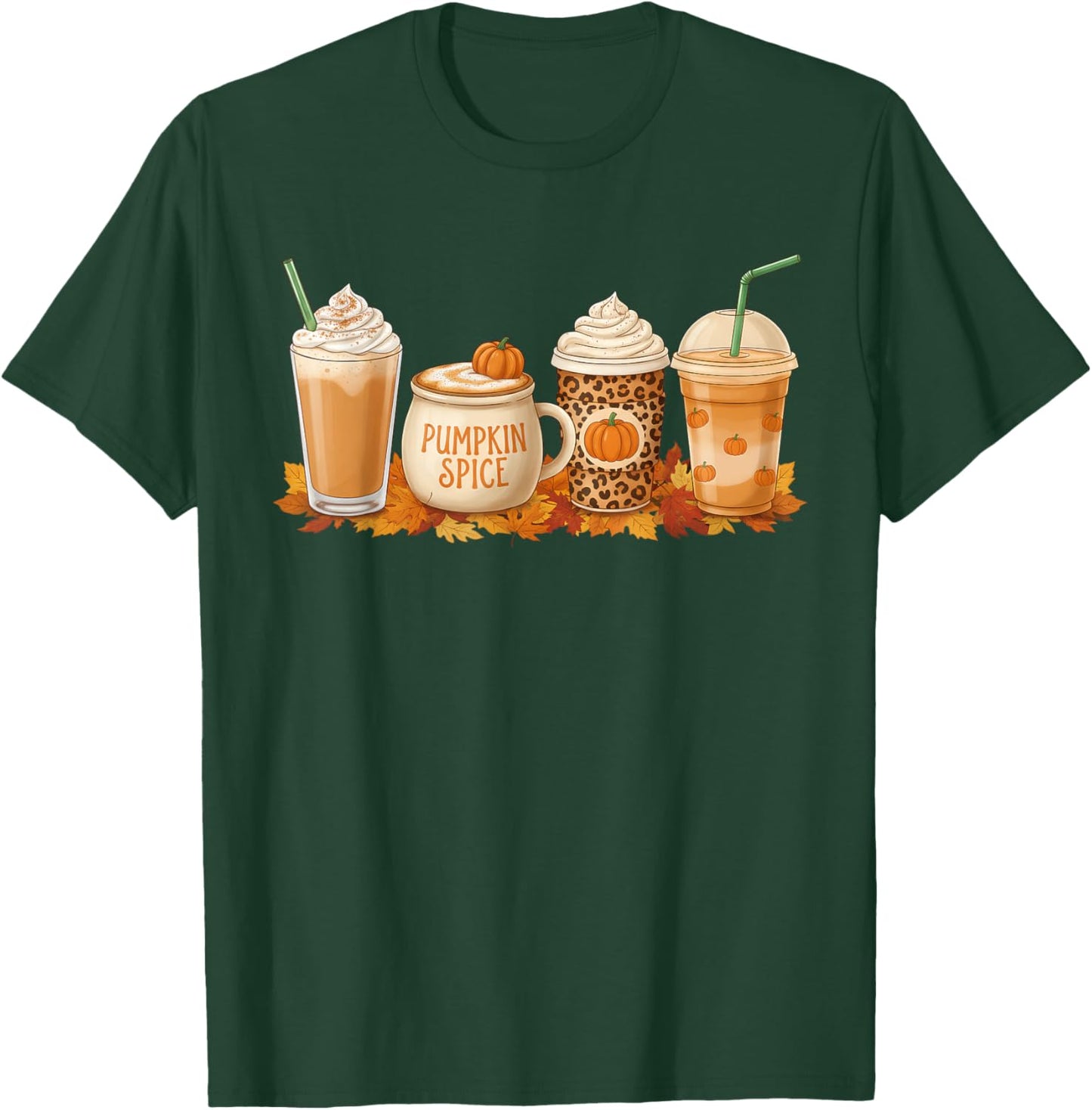 Pumpkin Latte Spice Coffee Fall Drink Halloween Autumn Vibes T-Shirt - T-Shirt | Forest