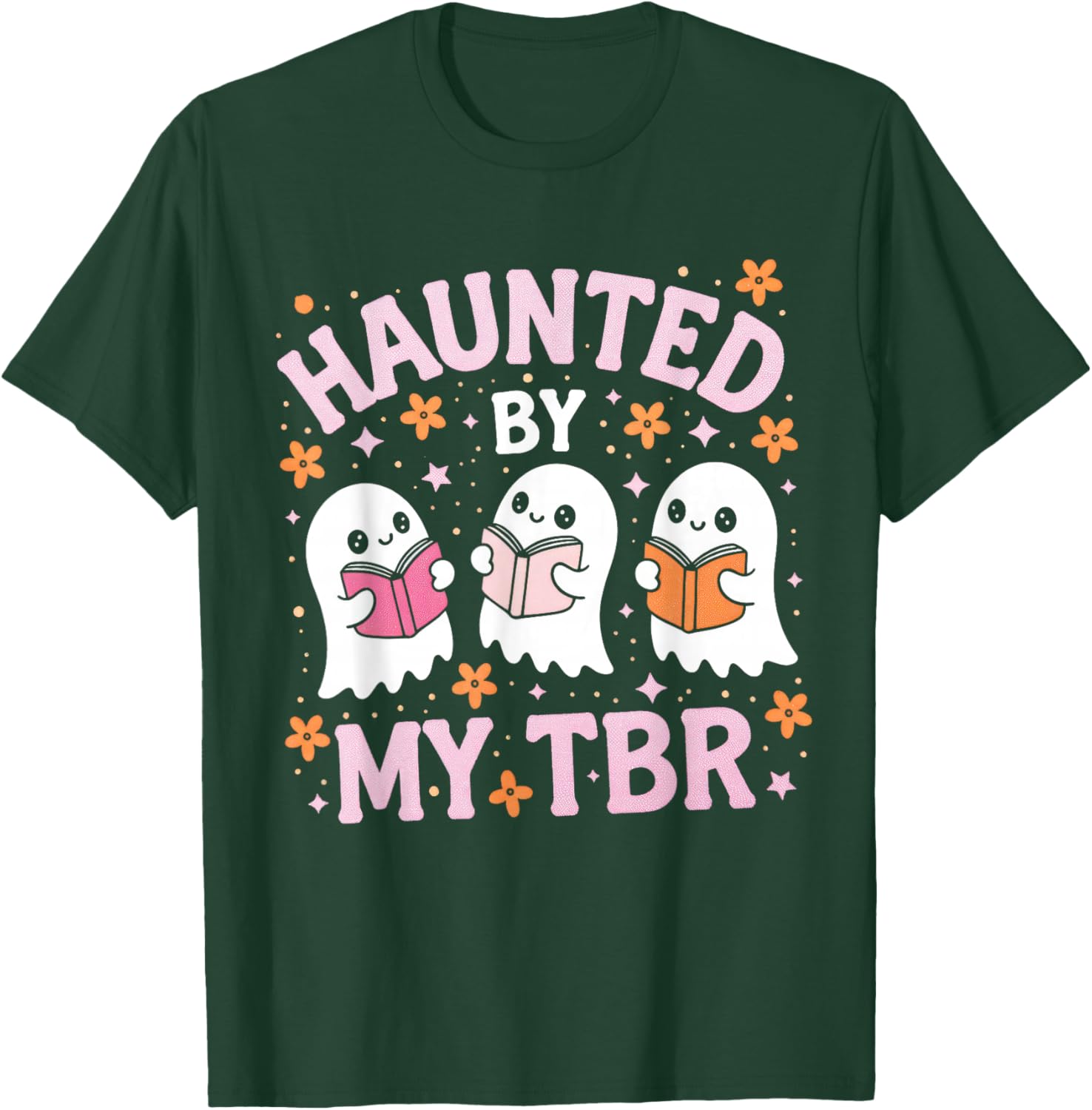 Haunted by My TBR Cute Ghost Reading Books Halloween T-Shirt - T-Shirt | Forest