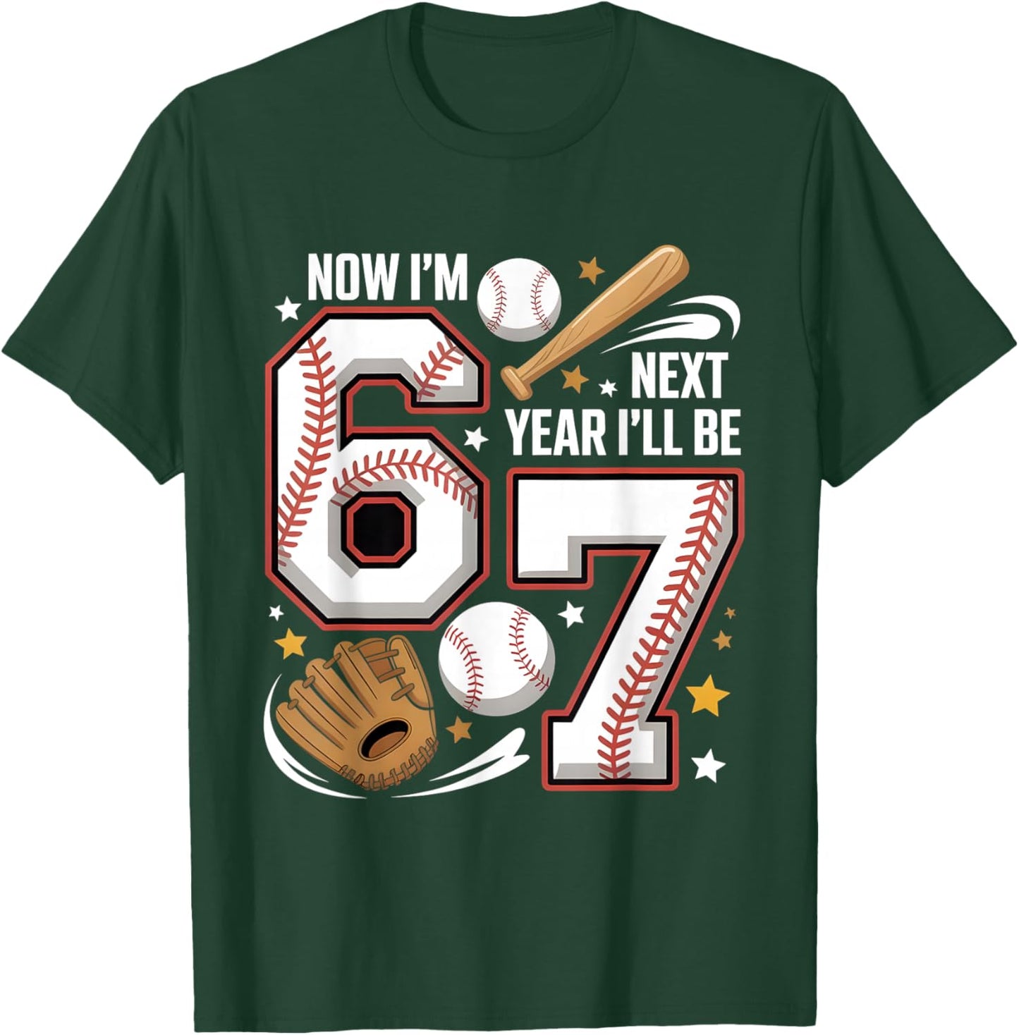 6 Year Old Birthday 67 Trend Baseball Now I’m 6 Next Year 7 T-Shirt - T-Shirt | Forest