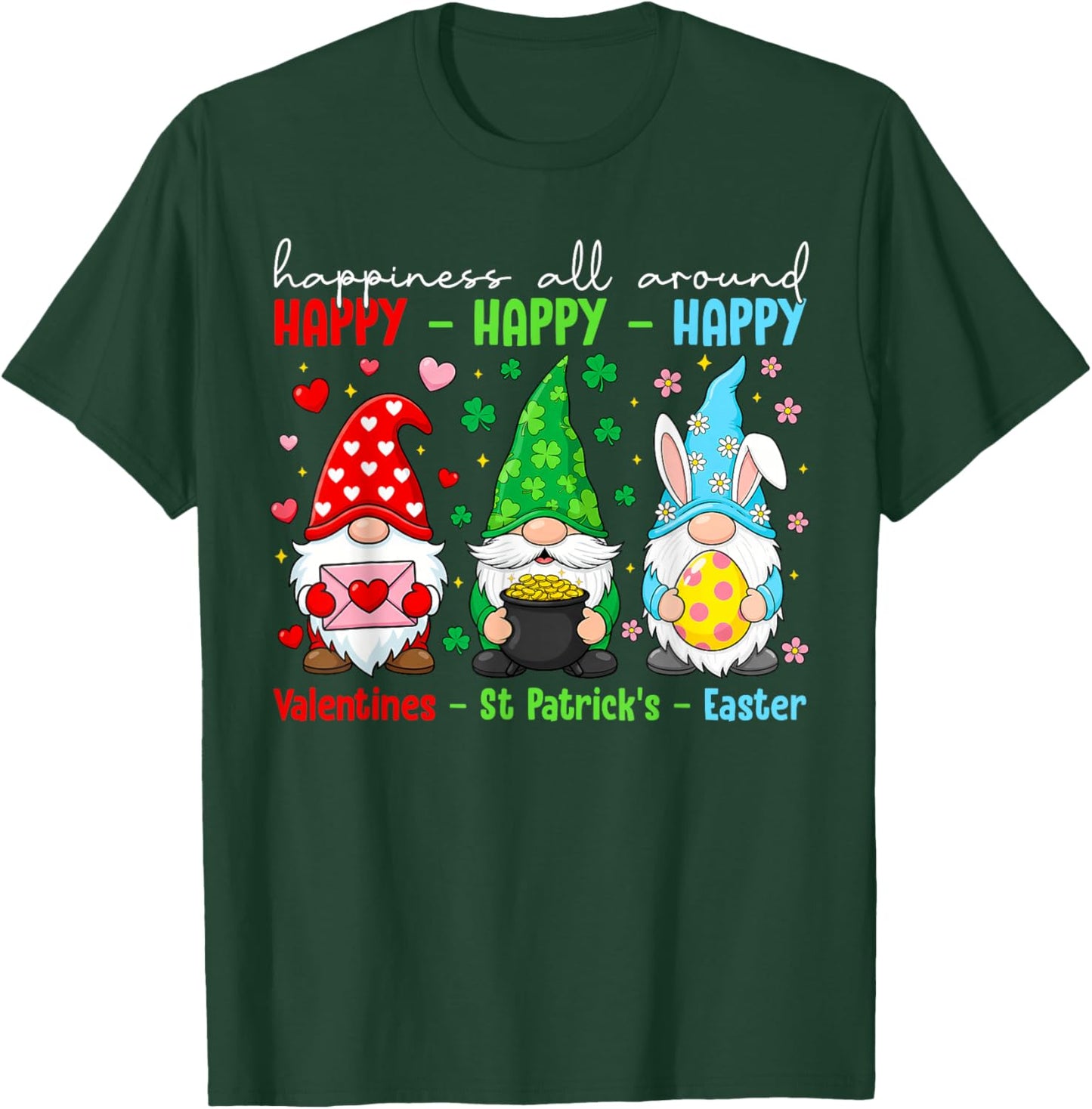 Funny Happy Valentines St Patrick Easter Holiday Cute Gnome T-Shirt - T-Shirt | Forest