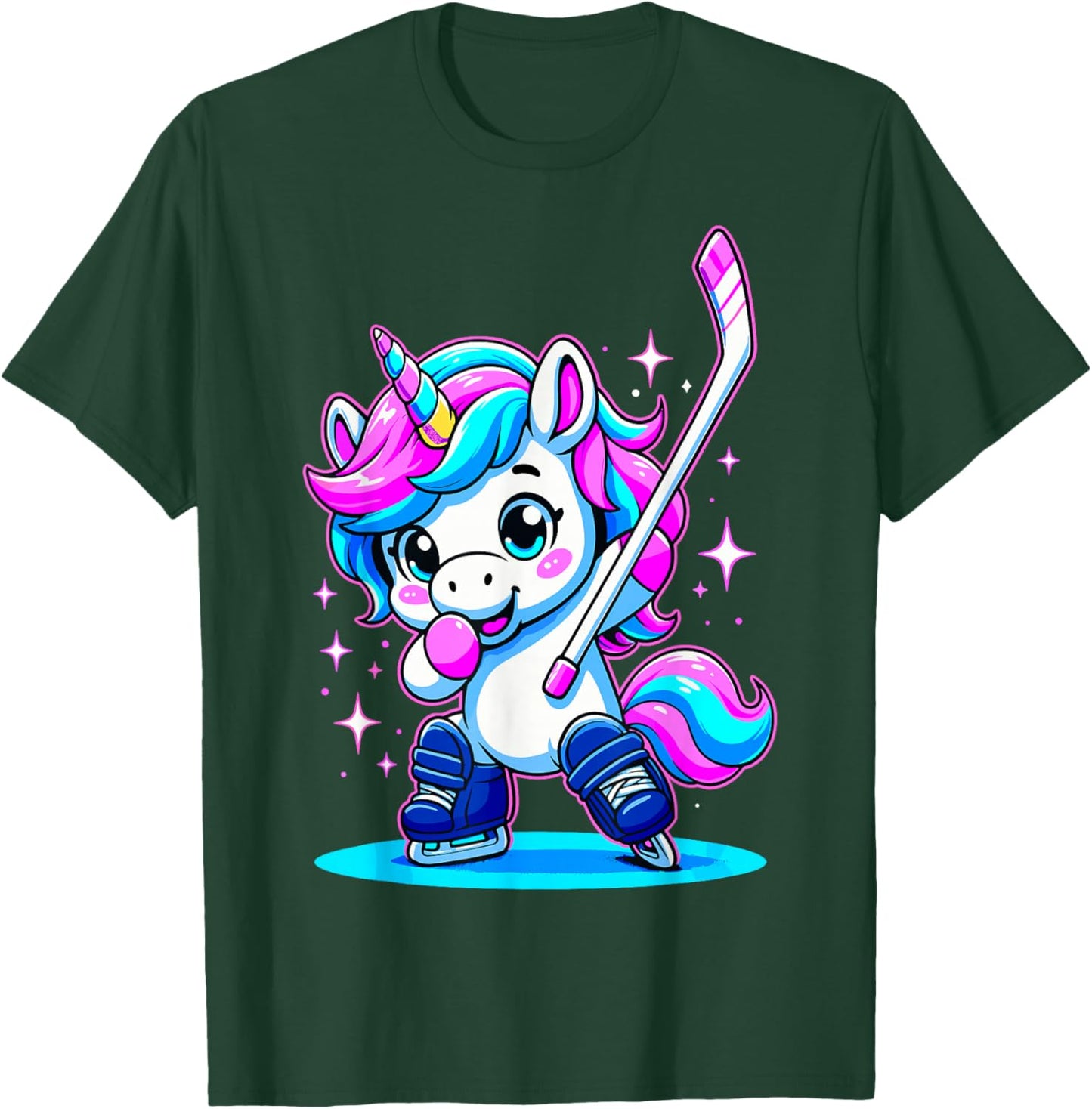Ice Hockey Girl Dabbing Unicorn T-Shirt - T-Shirt | Forest