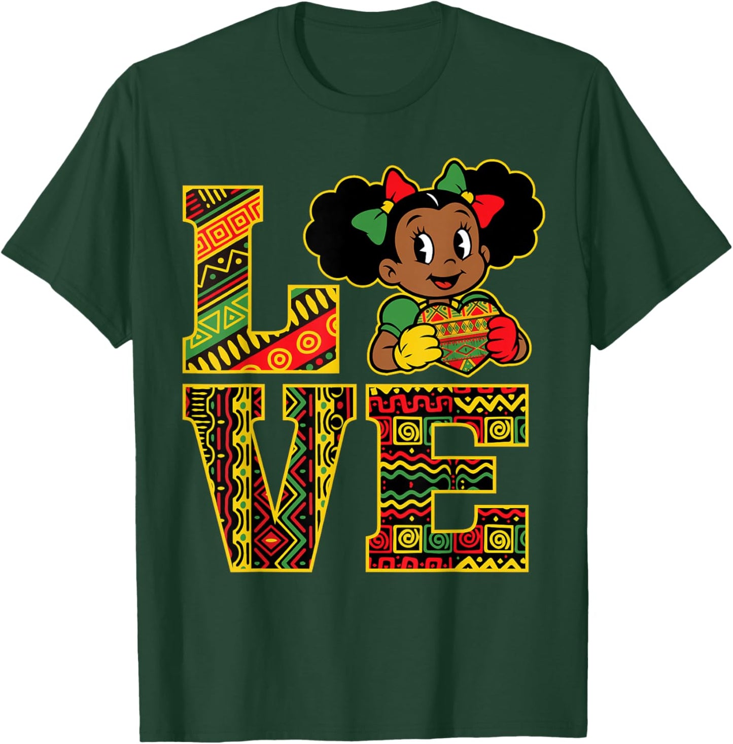 Black History Month Love African Girl Afro Pride Juneteenth T-Shirt - T-Shirt | Forest