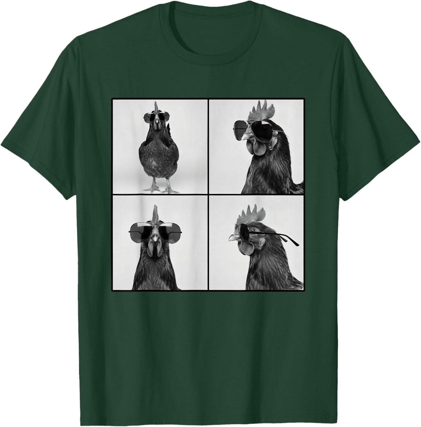 Rooster in Photobooth with Sunglasses | Chicken Photo T-Shirt - T-Shirt | Forest