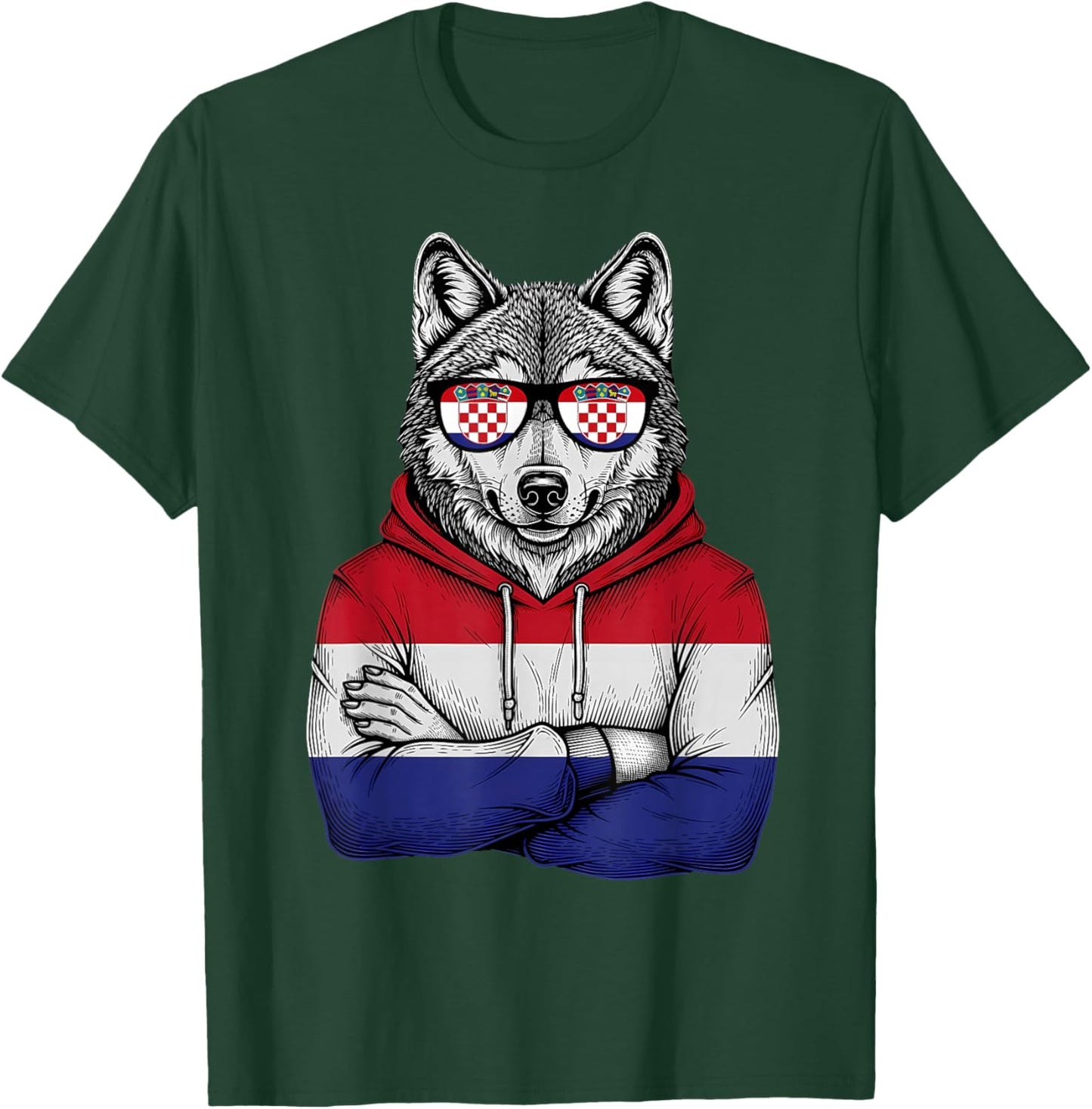 Croatia Flag Wolf Croatian Roots Hrvatska T-Shirt - T-Shirt | Forest