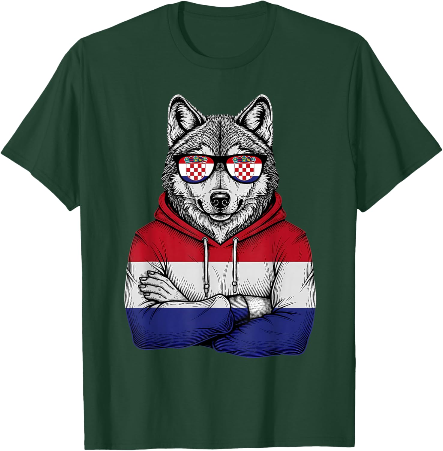 Croatia Flag Wolf Croatian Roots Hrvatska T-Shirt - T-Shirt | Forest