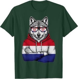 Croatia Flag Wolf Croatian Roots Hrvatska T-Shirt - T-Shirt | Forest