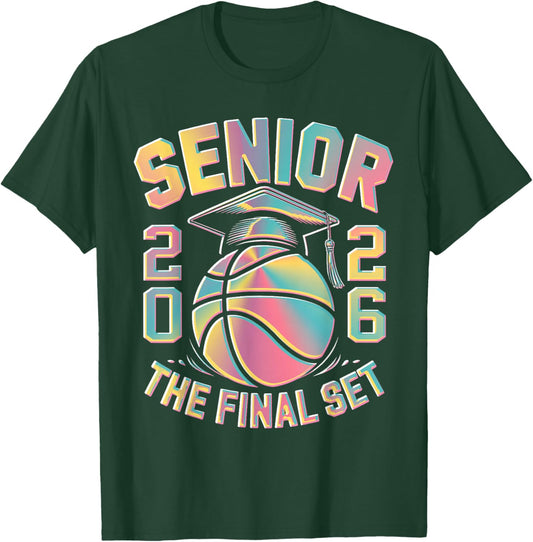 Tie dye Class of 2026 Senior Basketball The Final Set Grad T-Shirt - T-Shirt | Forest