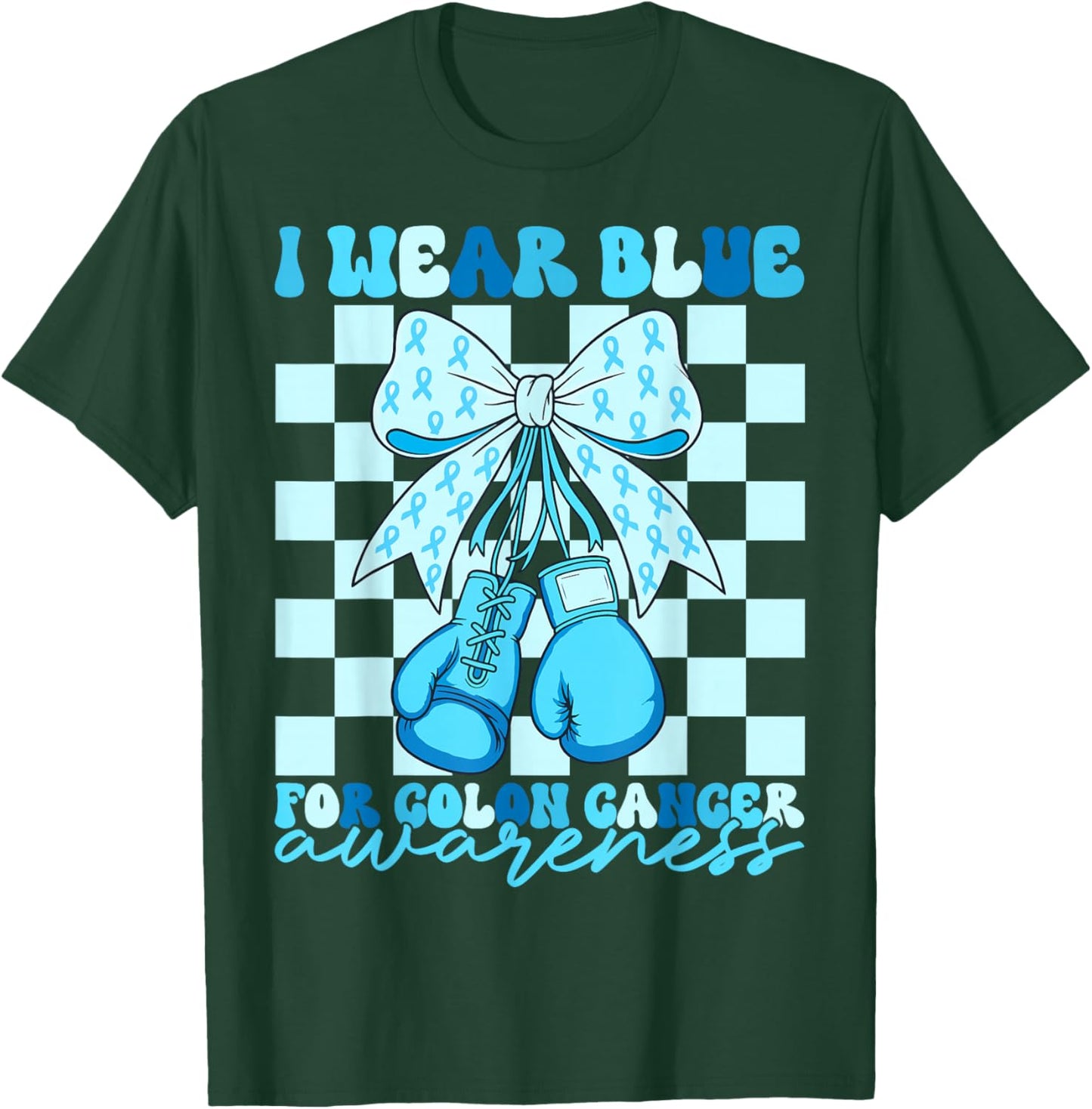I Wear Blue for Colon Awareness Coquette Boxing Gloves Women T-Shirt - T-Shirt | Forest