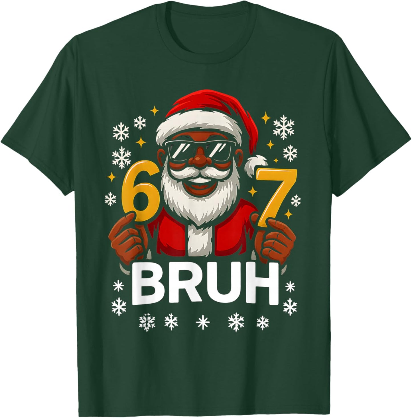 67 Bruh Christmas Santa Funny 6-7 African American Boys 6 7 T-Shirt - T-Shirt | Forest