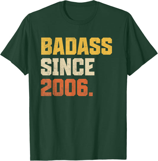 Retro Badass Since 2006 20 Year Old Funny 20th Birthday T-Shirt - T-Shirt | Forest