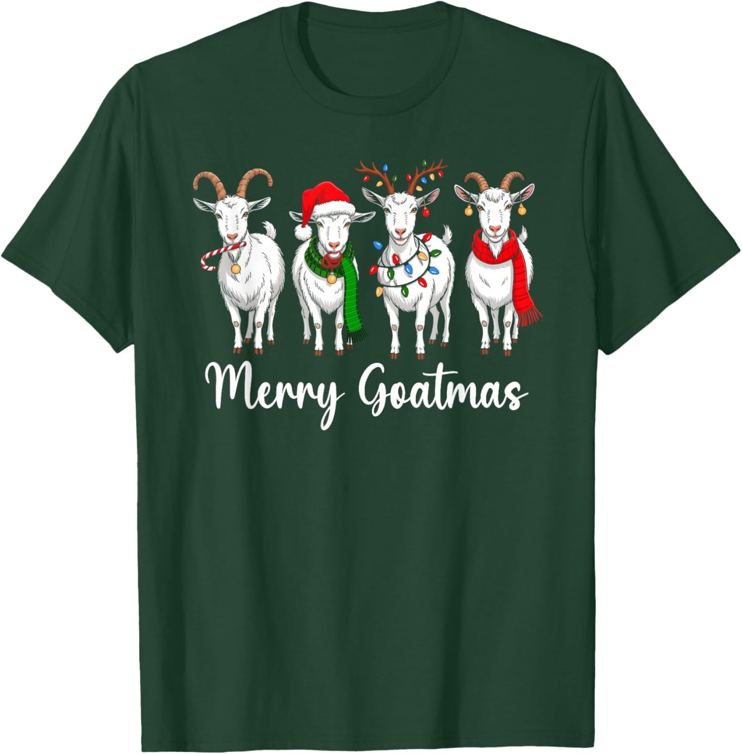 Merry Goatmas Santa Xmas Farm Animal Farmer Goat Christmas T-Shirt - T-Shirt | Forest