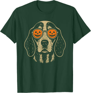 Halloween Bluetick Coonhound Dog with Pumpkin Glasses Gift T-Shirt - T-Shirt | Forest