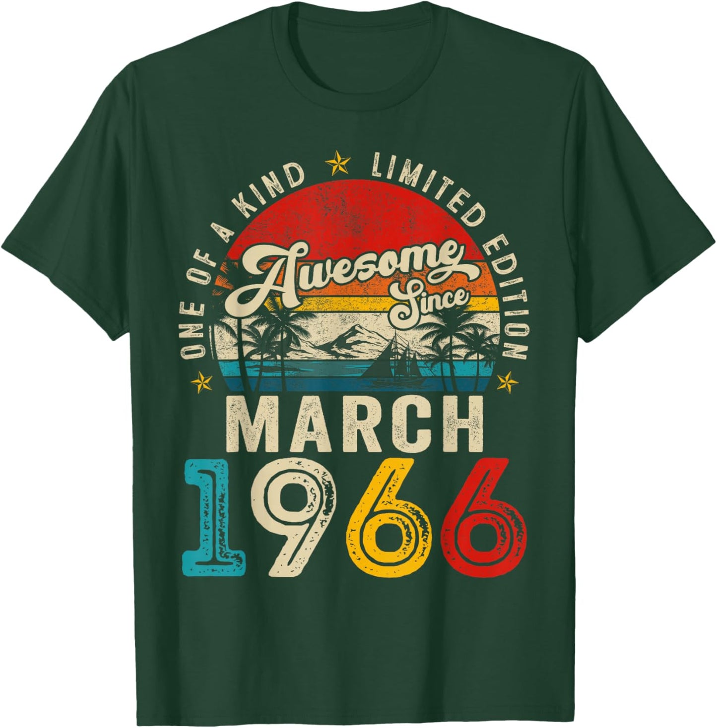 60 Year Old Awesome Since March 1966 60th Birthday Men Women T-Shirt - T-Shirt | Forest