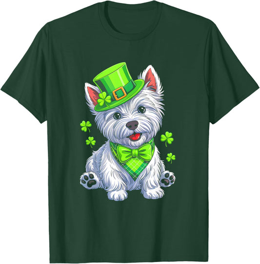 Westie Dog St Patricks Day Irish Lucky Shamrock Dog Lover T-Shirt - T-Shirt | Forest
