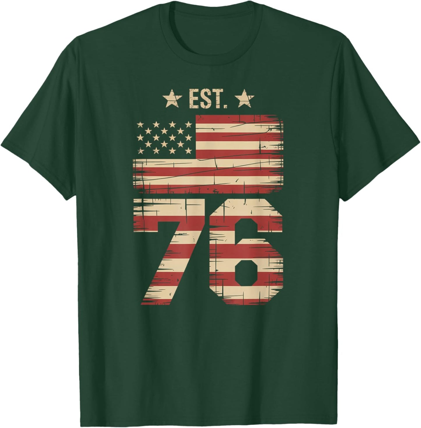 4th of July 6 7 USA Flag Patriotic Independence 76 T-Shirt - T-Shirt | Forest