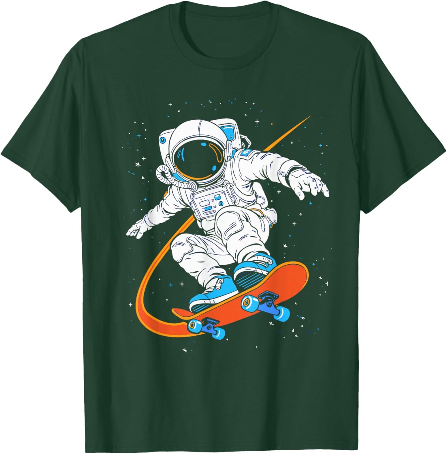 Space Astronaut Skateboarding Solar Systems Boys T-Shirt - T-Shirt | Forest
