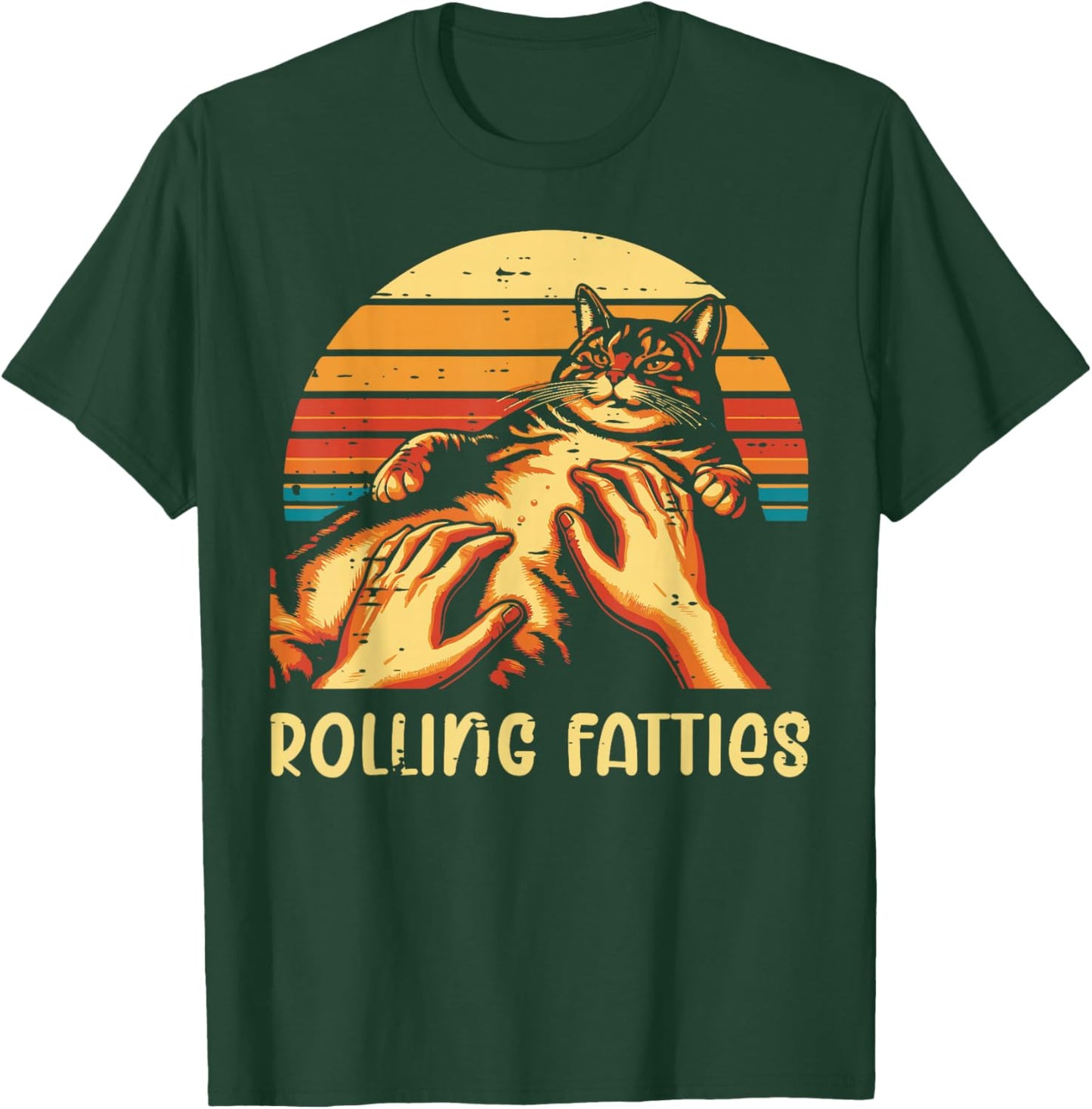 Fat Cat Rolling Fatties Funny Kitten Kitty Men Women Kids T-Shirt - T-Shirt | Forest