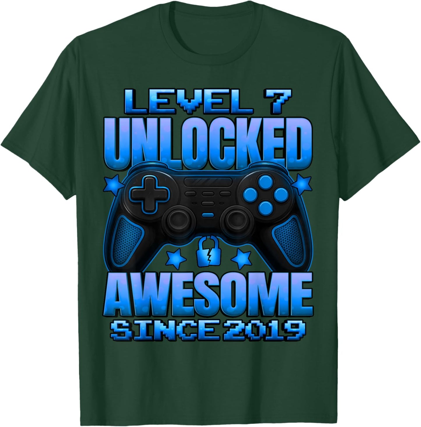 Level 7 Unlocked 7 Year Old Gifts for Boys 7th Birthday Boy T-Shirt - T-Shirt | Forest