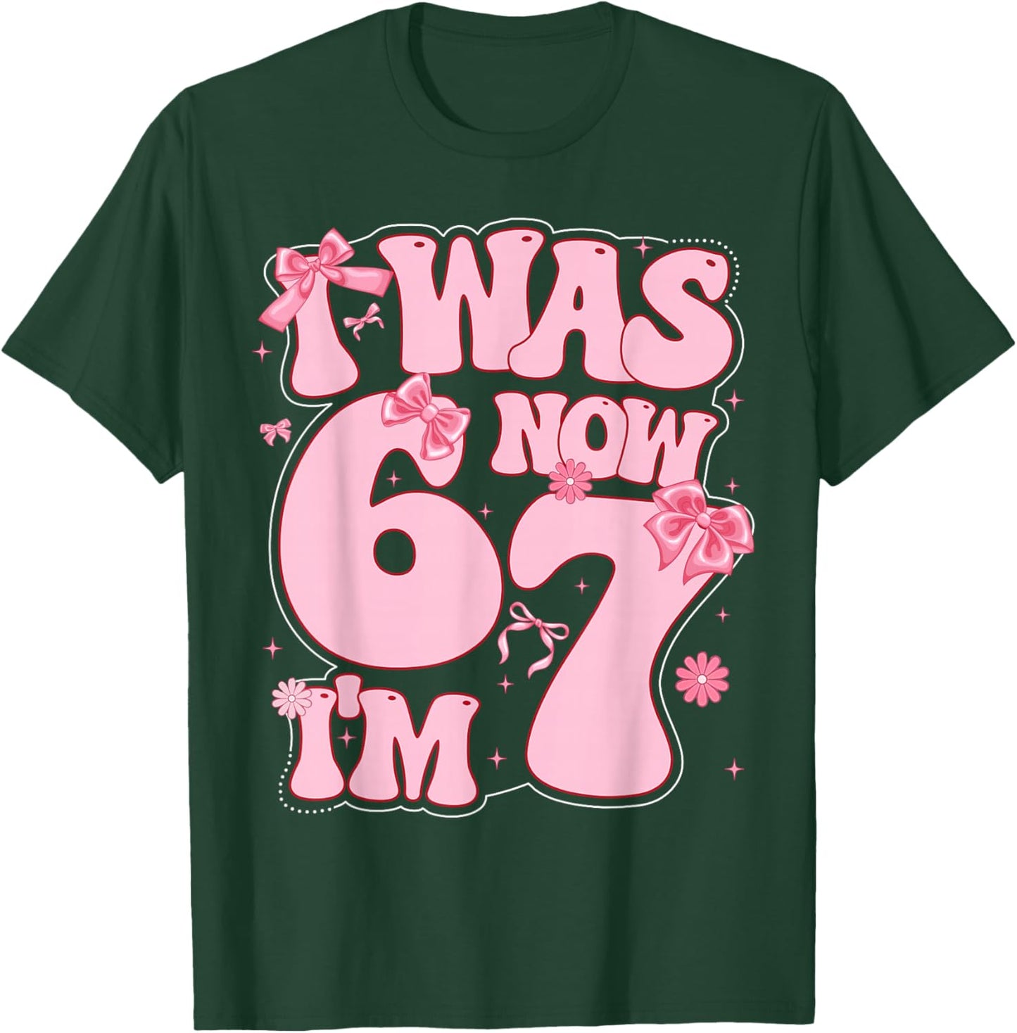 Coquette Bow 7th Birthday Girl I was 6 Now I'm 7 Year Old T-Shirt - T-Shirt | Forest