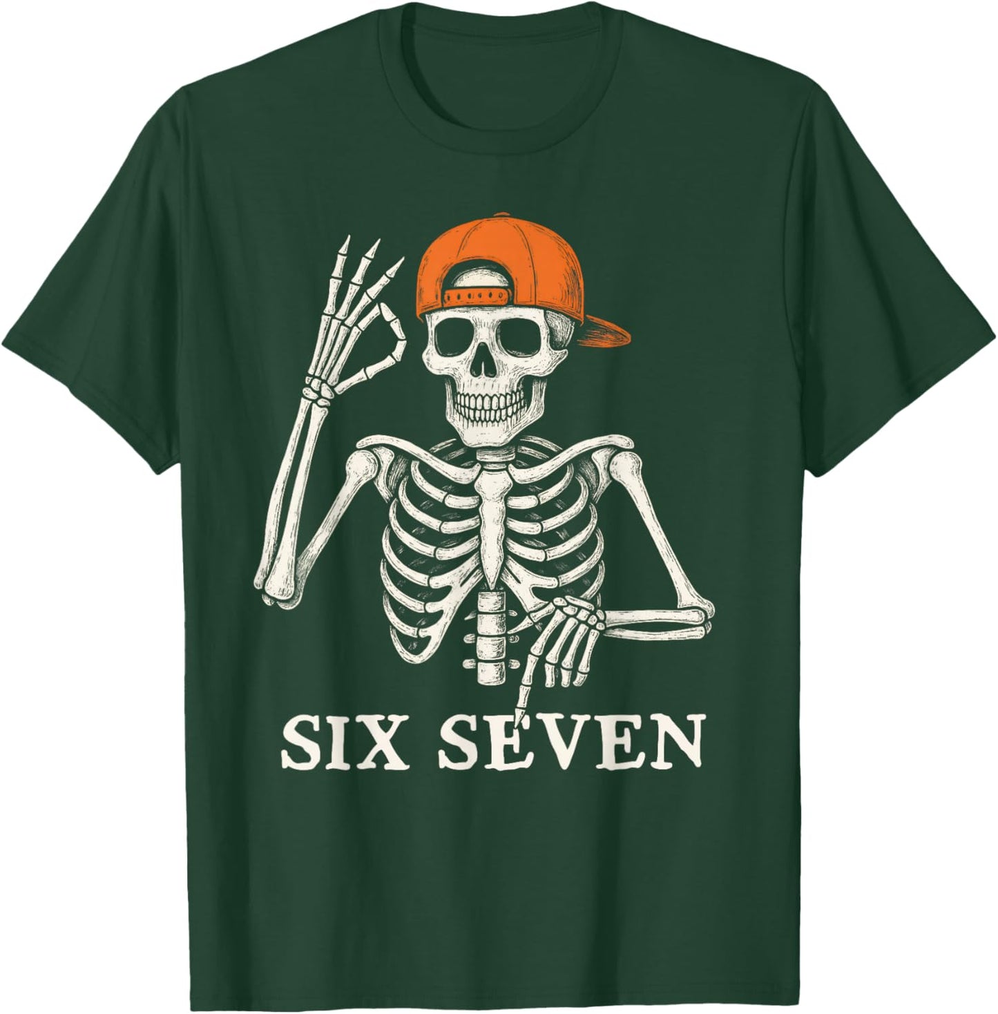 6 7 Meme Gen Alpha Halloween Skeleton Hands Sign Six Seven T-Shirt - T-Shirt | Forest