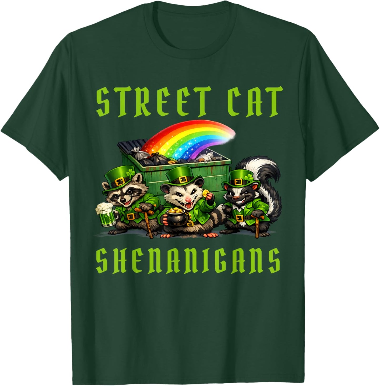 Street Cat Shenanigans Funny St Patricks Street Cats Irish T-Shirt - T-Shirt | Forest
