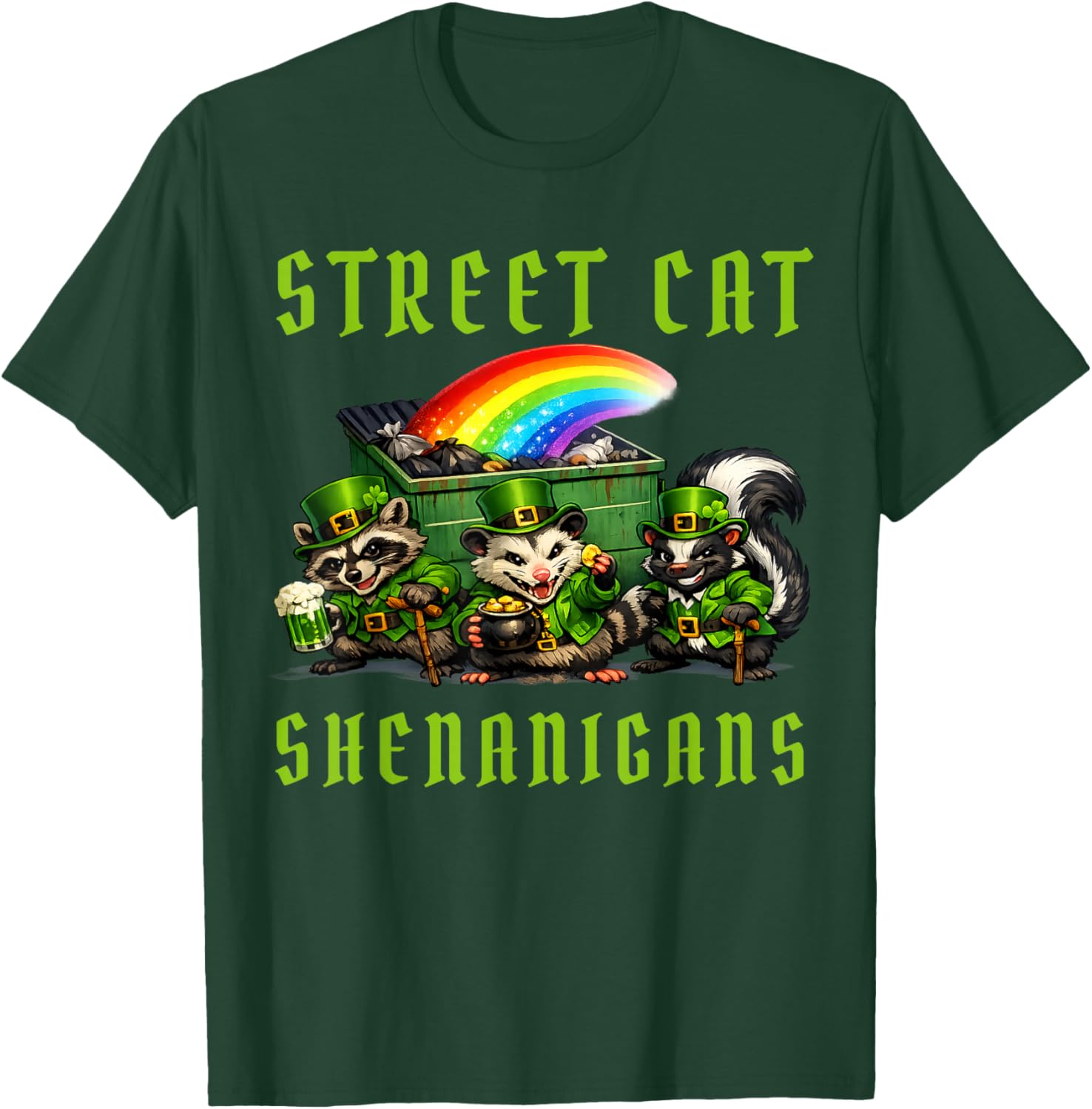 Street Cat Shenanigans Funny St Patricks Street Cats Irish T-Shirt - T-Shirt | Forest