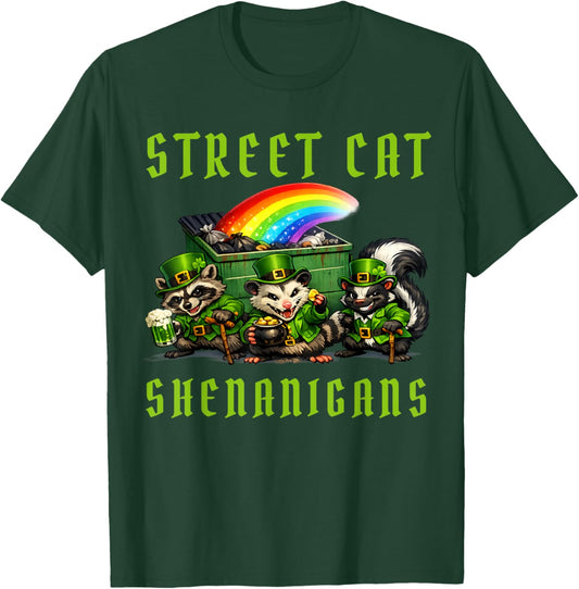 Street Cat Shenanigans Funny St Patricks Street Cats Irish T-Shirt - T-Shirt | Forest