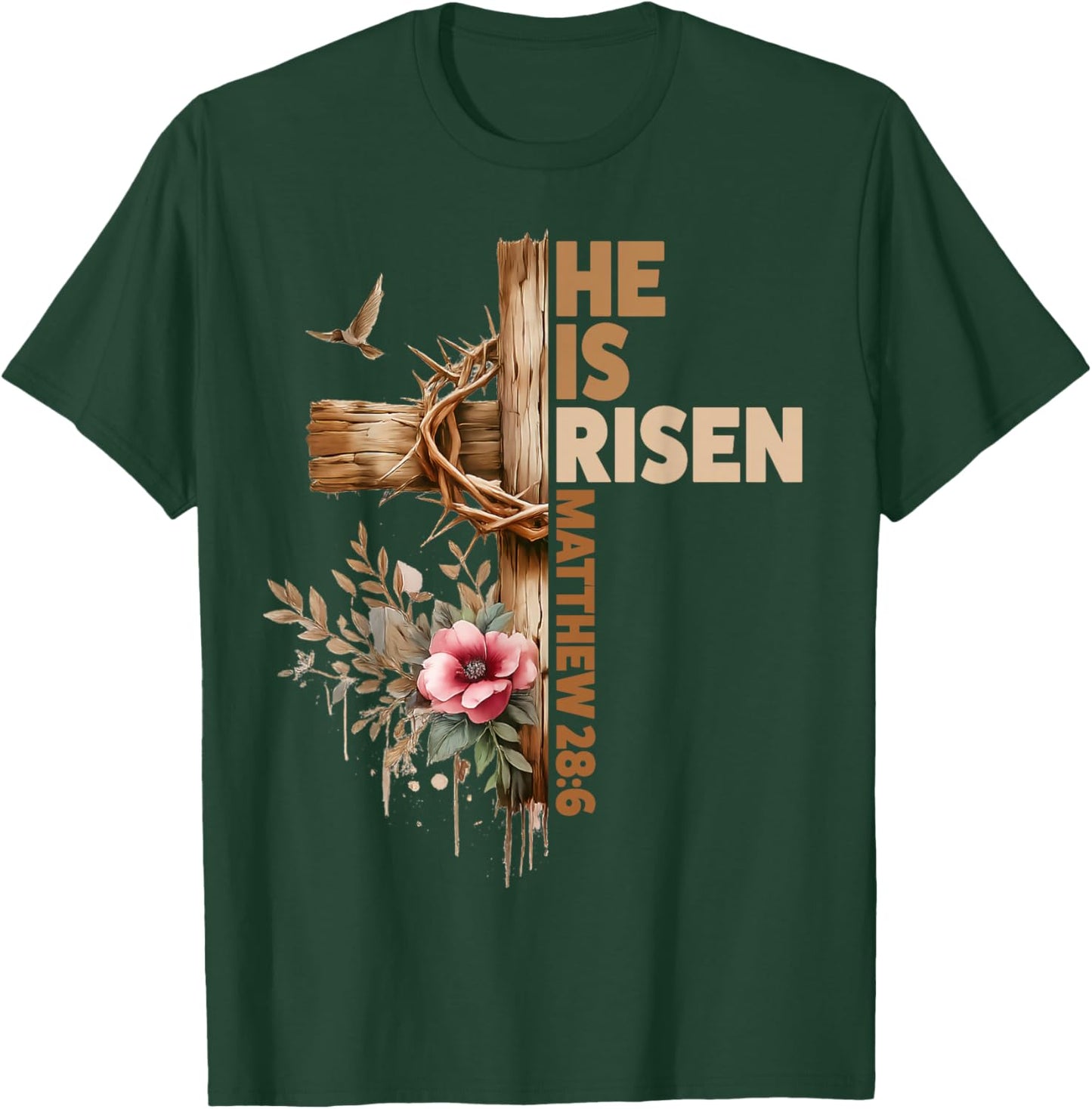 He is Risen Jesus Christian Religious Easter Men Women Girl T-Shirt - T-Shirt | Forest