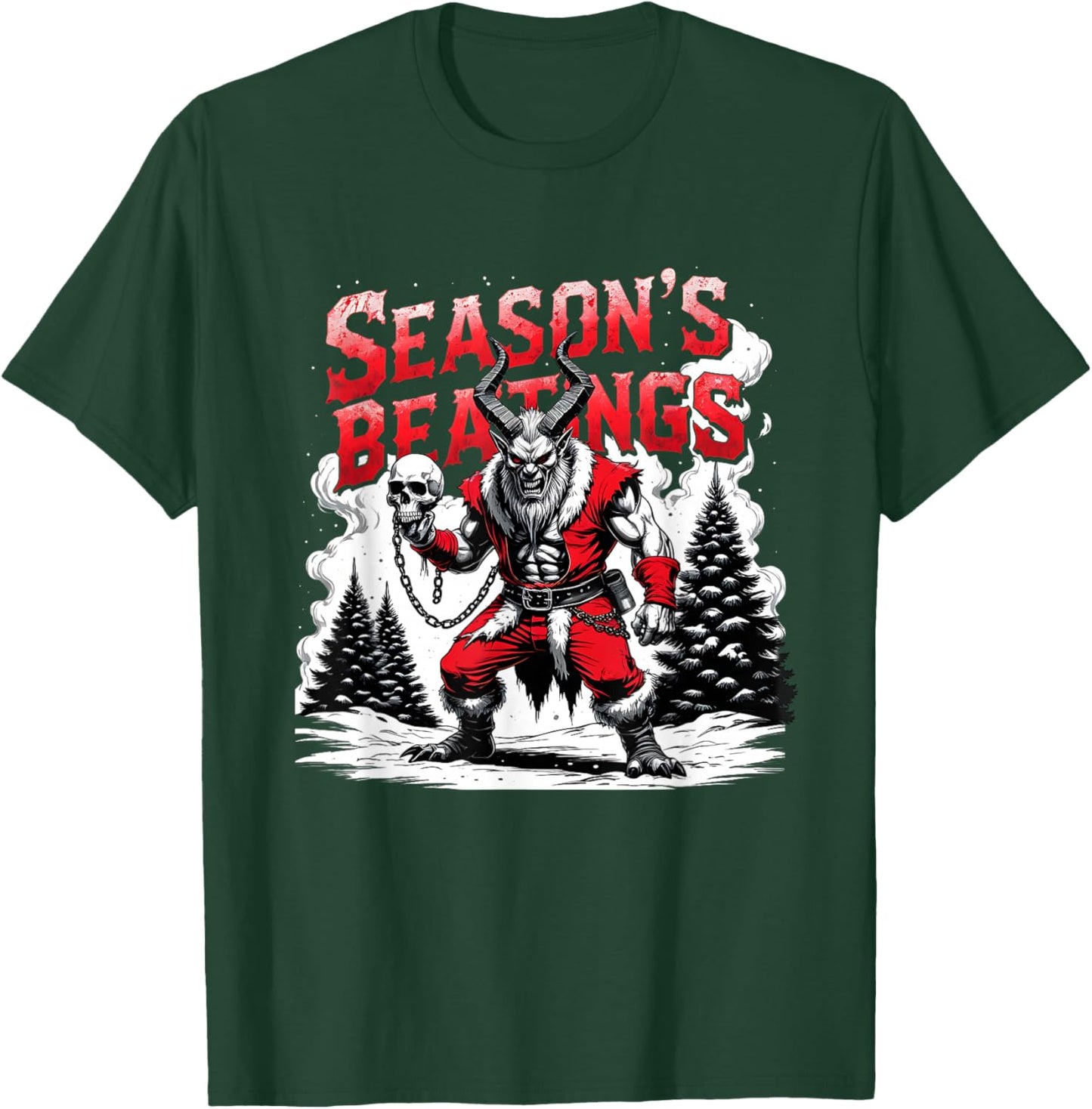 Season’s Beatings Krampus Horror Christmas T-Shirt - T-Shirt | Forest