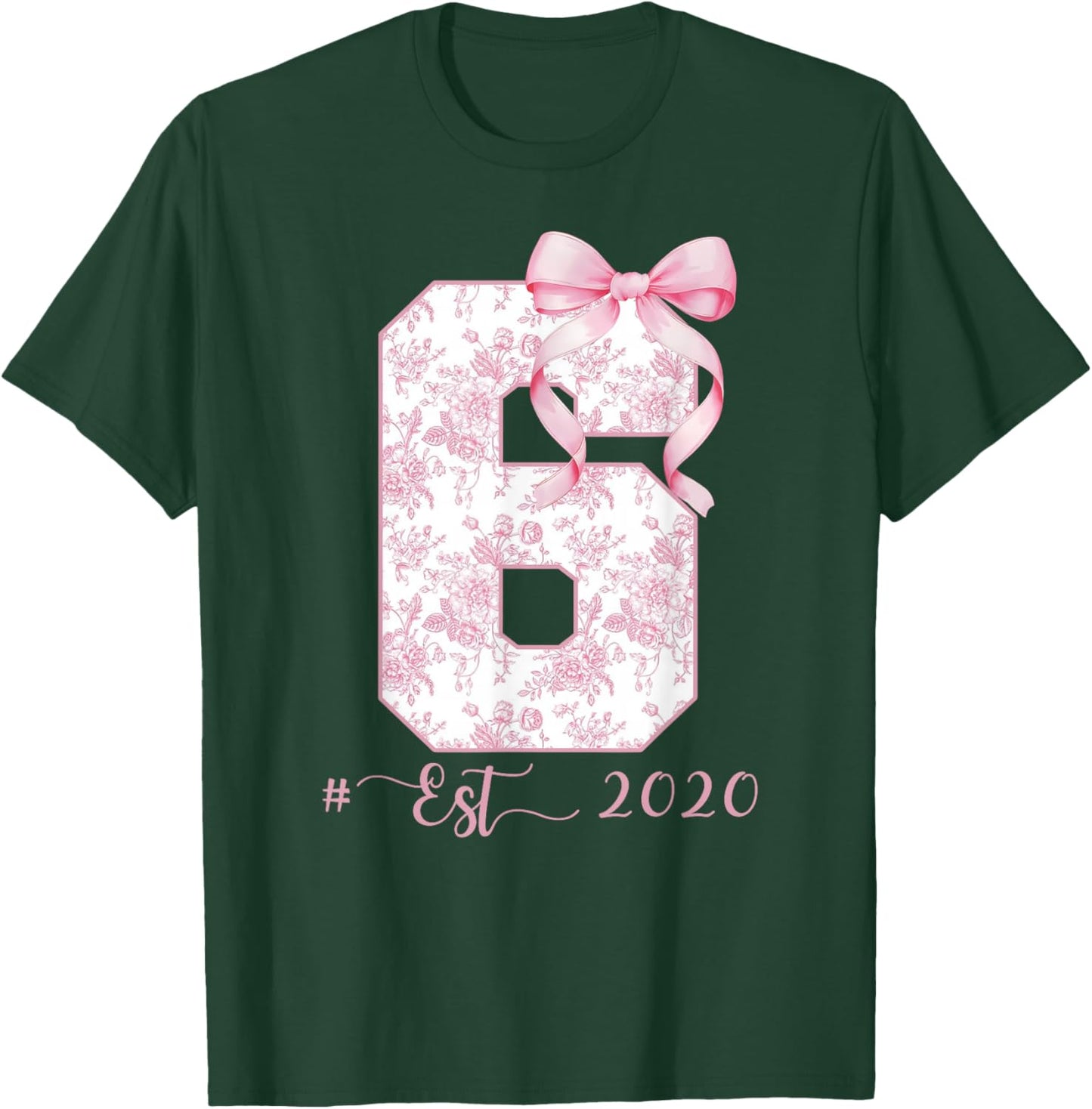 Kids 6th Birthday Girl Coquette Bow Funny for Girls Preppy T-Shirt - T-Shirt | Forest
