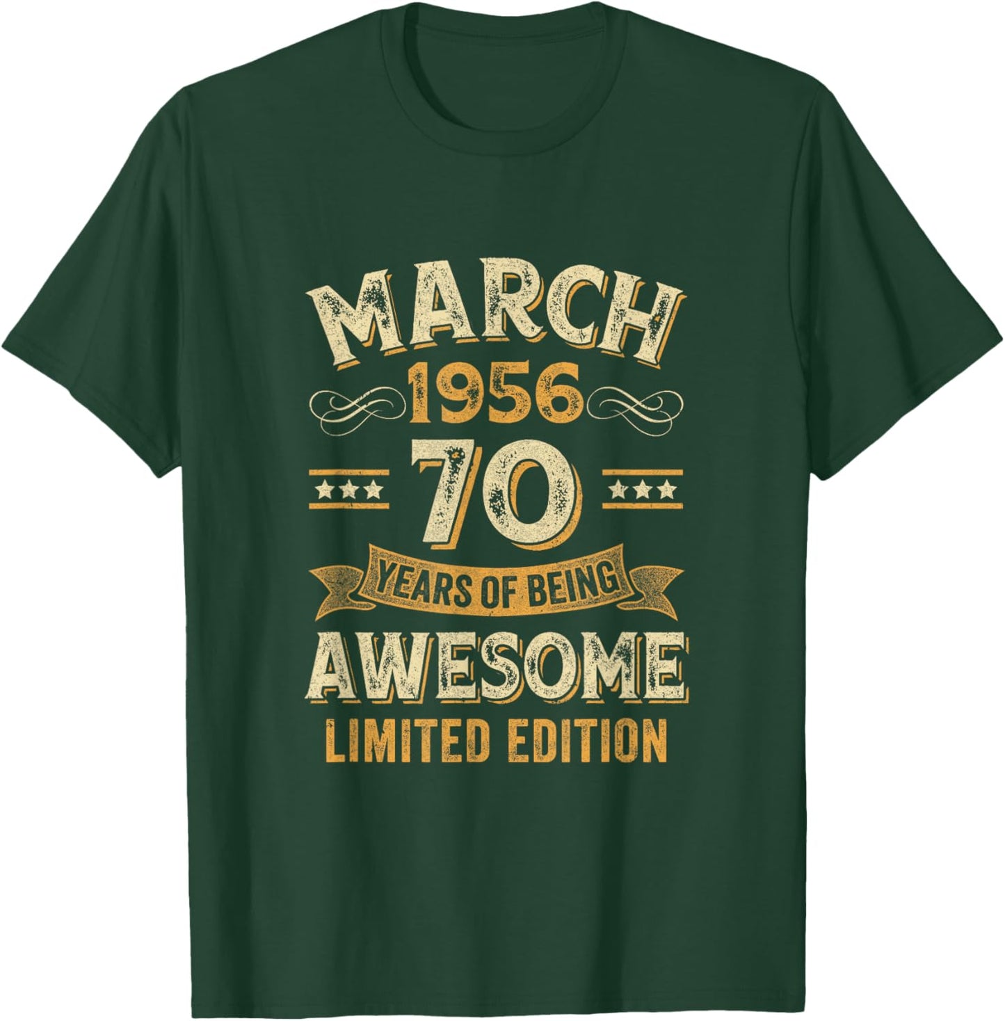 Awesome Vintage March 1956 70Th Birthday T-Shirt - T-Shirt | Forest
