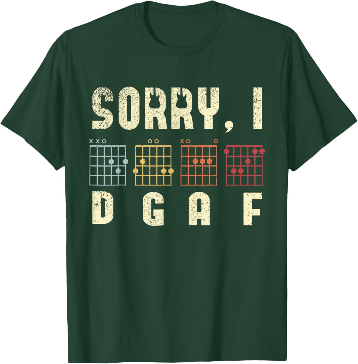 Sorry I DGAF Guitar Players Guitar Lover Bass Player Chords T-Shirt - T-Shirt | Forest