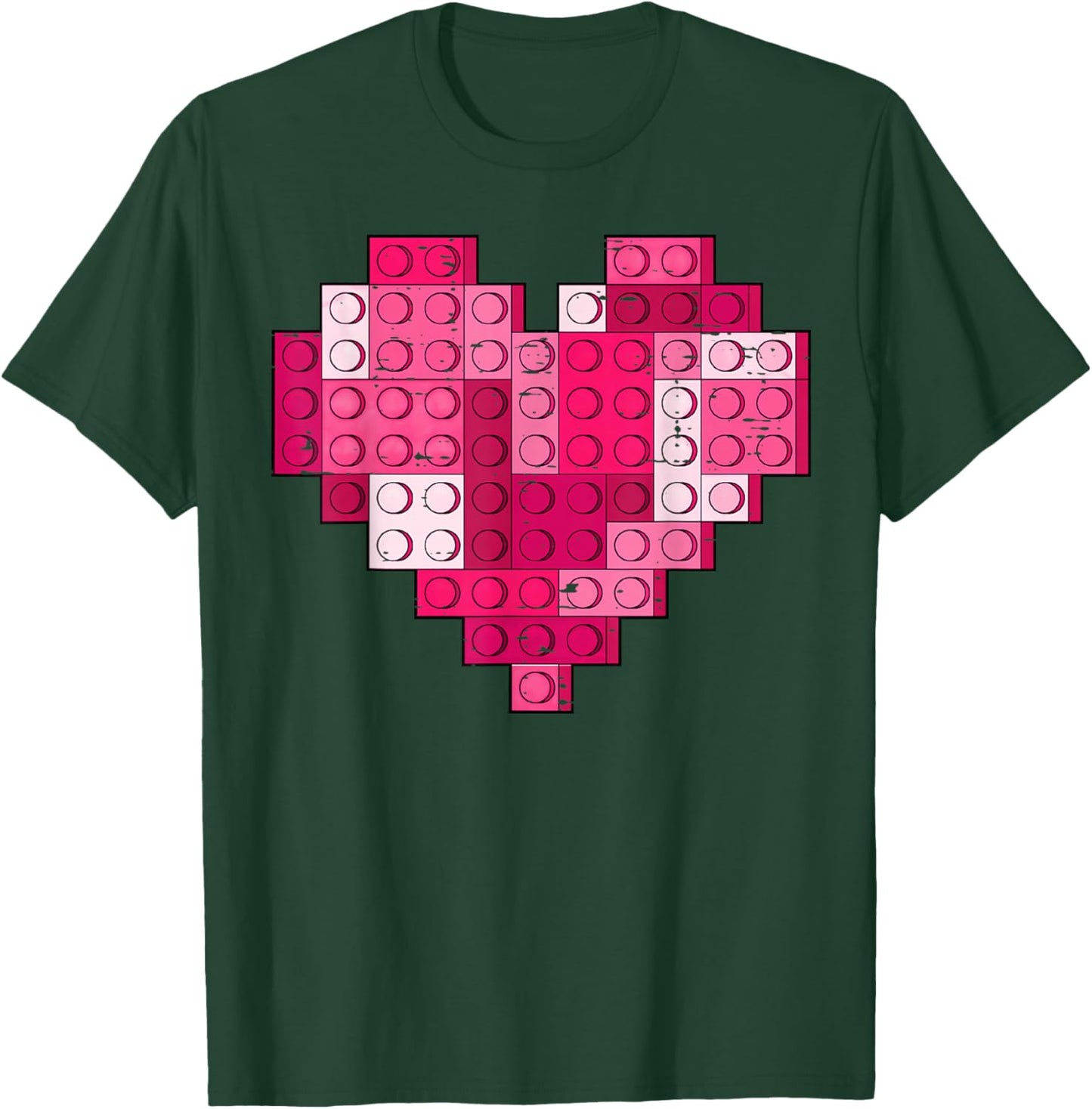 Valentines Day Heart Building Blocks Bricks Boys Kid Toddler T-Shirt - T-Shirt | Forest