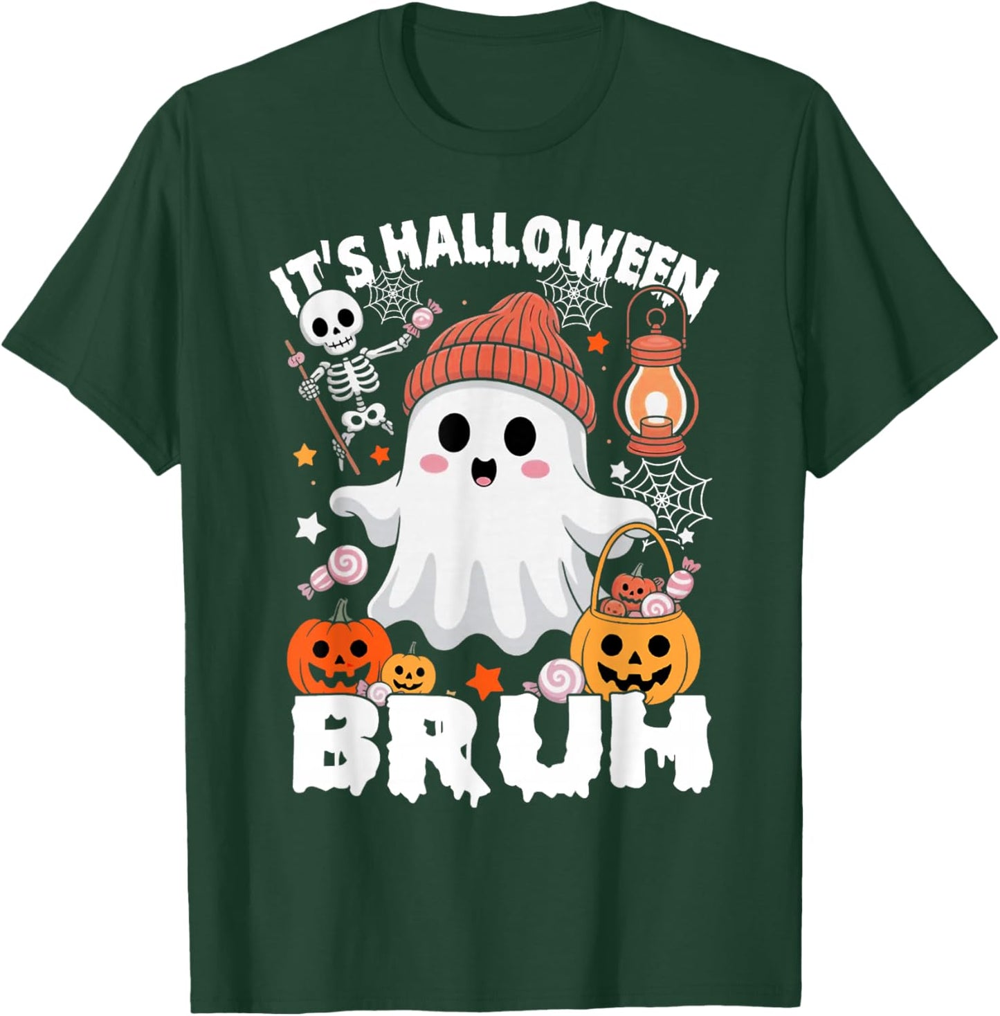 Its Halloween Bruh Boo Ghost Pumpkin Costume Boys Girls Kids T-Shirt - T-Shirt | Forest