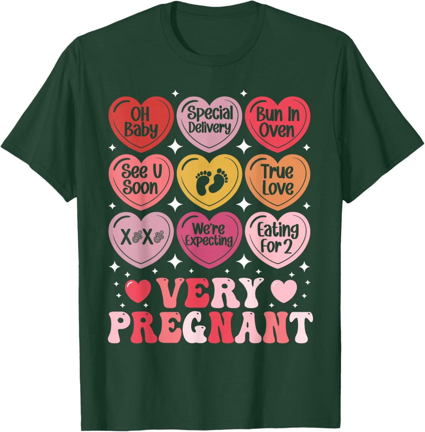 Pregnancy Announcement Valentine's Day Very Pregnant Heart T-Shirt - T-Shirt | Forest
