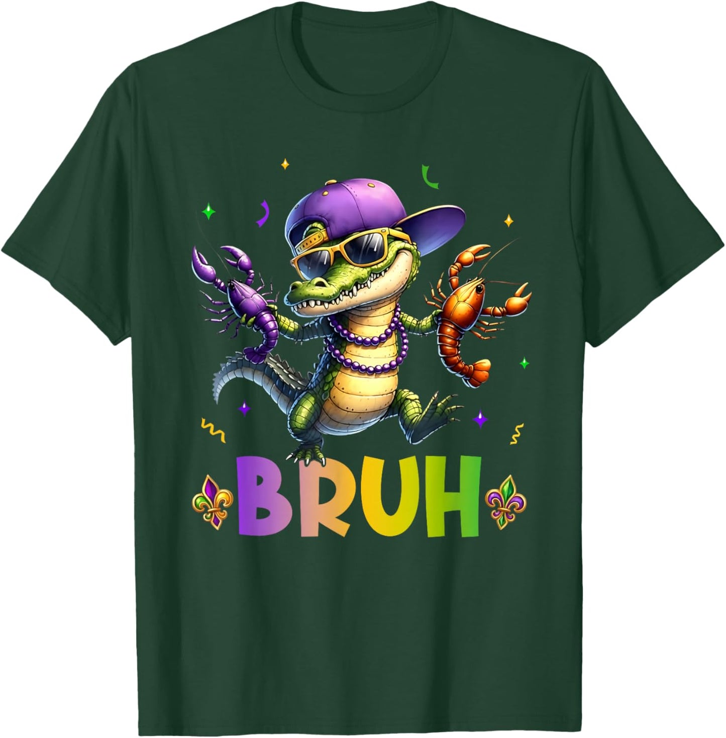 Mardigator Alligator Bruh Mardi Gras Costume Teens Boys Kids T-Shirt - T-Shirt | Forest