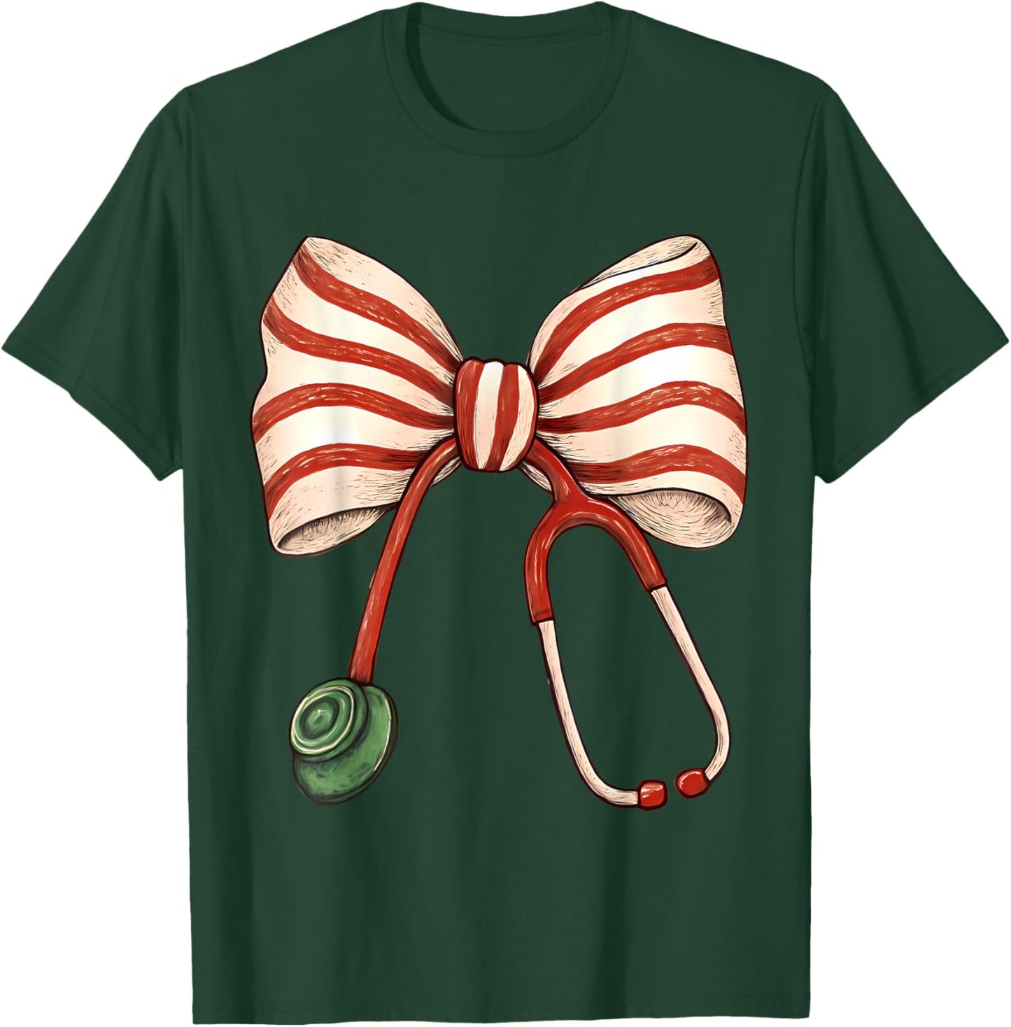 Funny Candy Cane Stethoscope NICU Nurse Crew Squad Group T-Shirt - T-Shirt | Forest