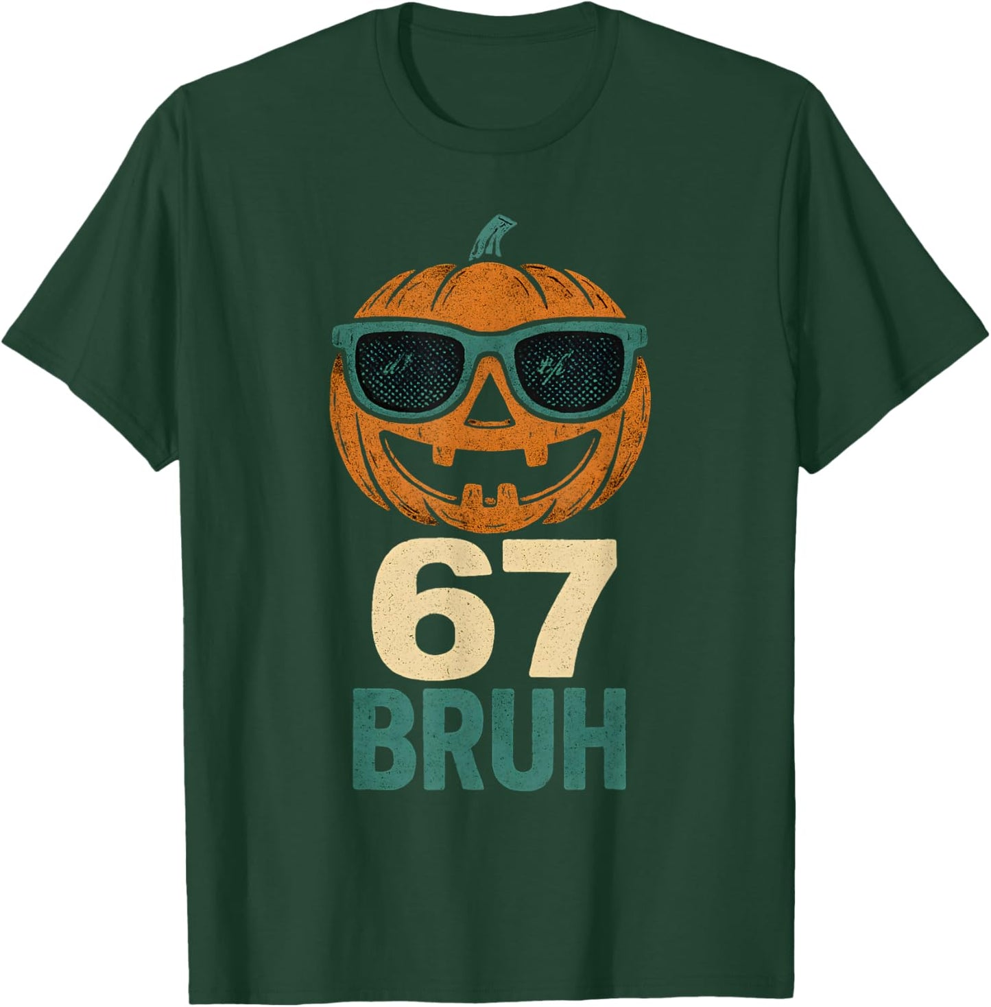 67 Halloween Bruh Pumpkin 6-7 Meme Gen Alpha Slang Six Seven T-Shirt - T-Shirt | Forest