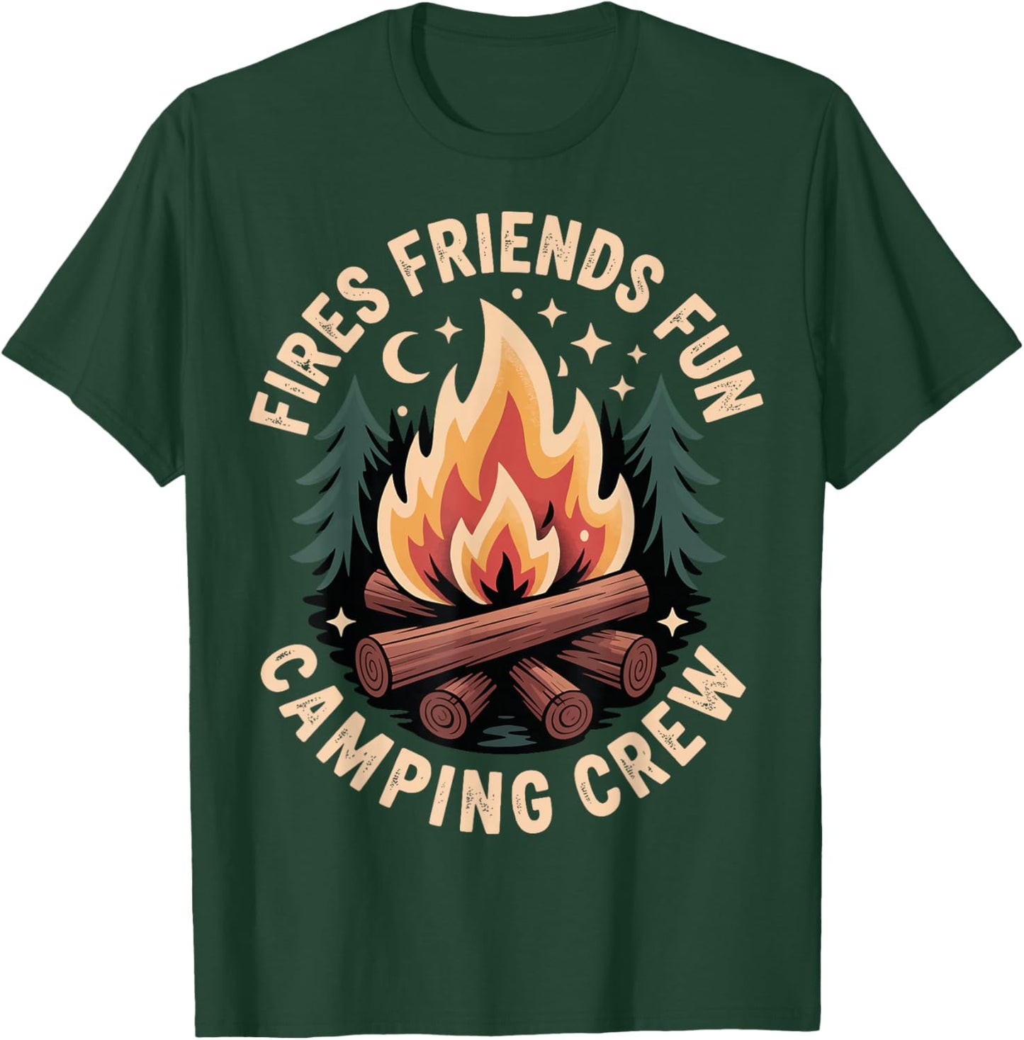 Fires Friends Fun Camping Crew T-Shirt - T-Shirt | Forest